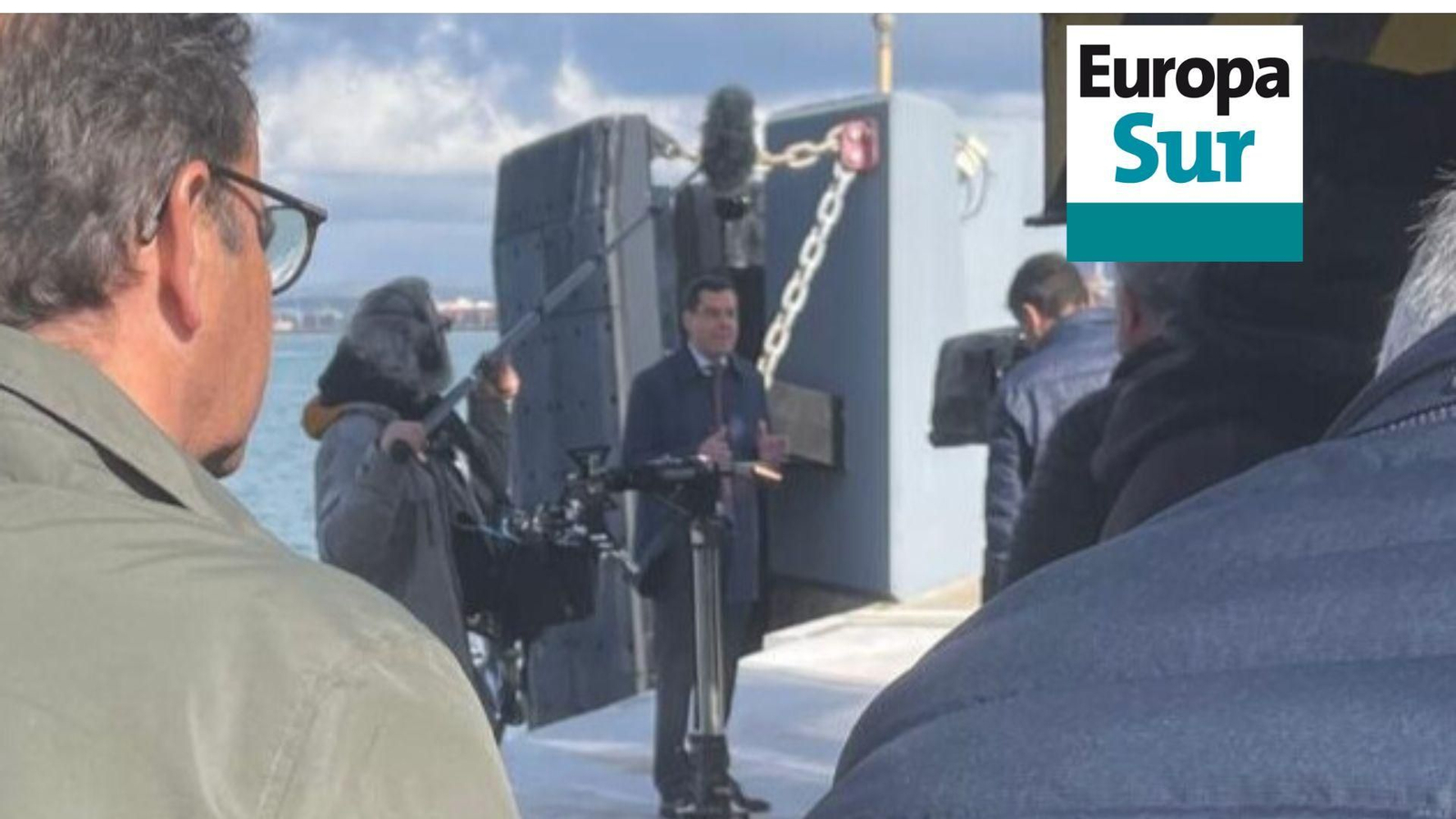 Juanma Moreno, durante la grabación.