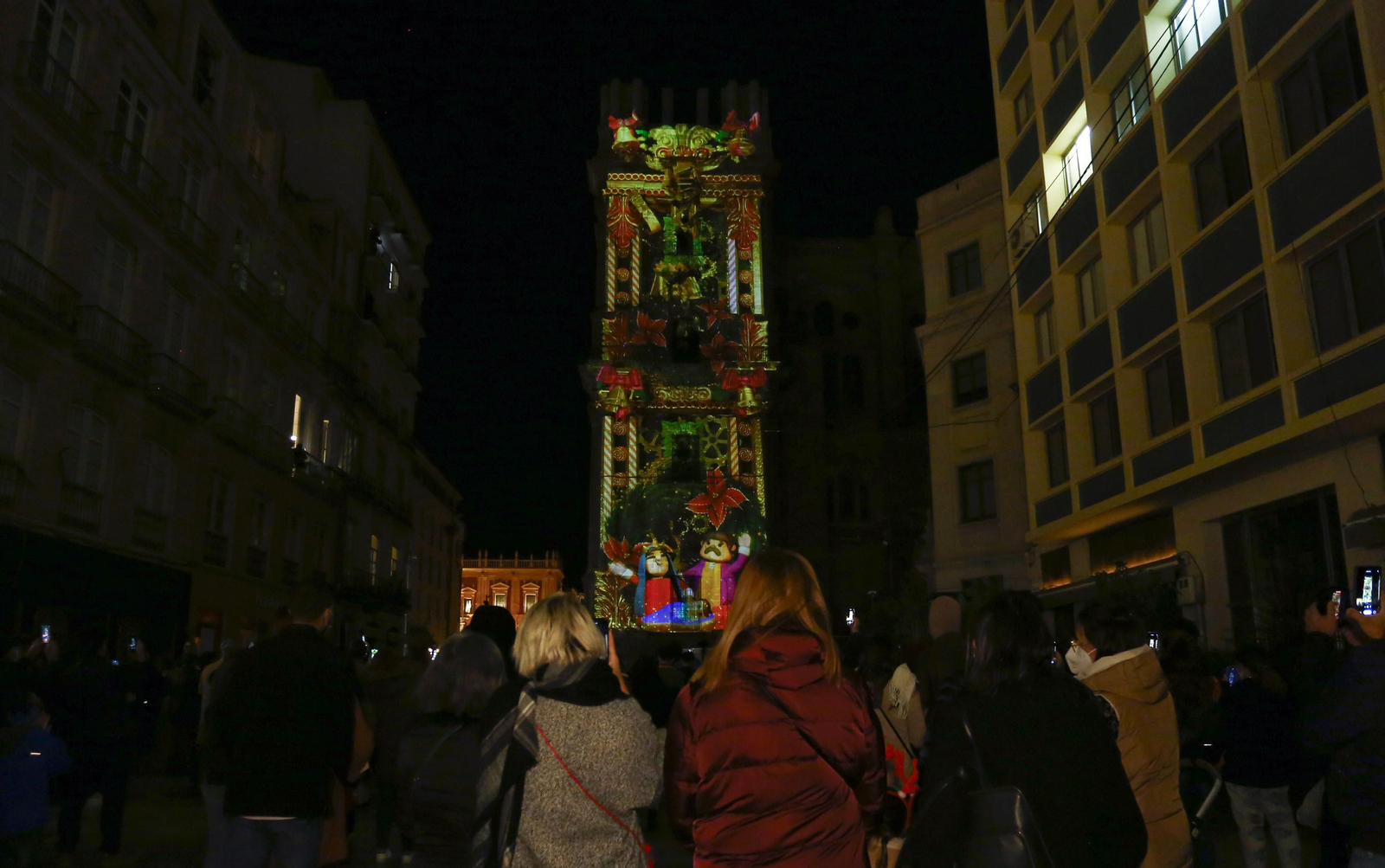 El video mapping de Navidad en la Catedral de Málaga, en fotos