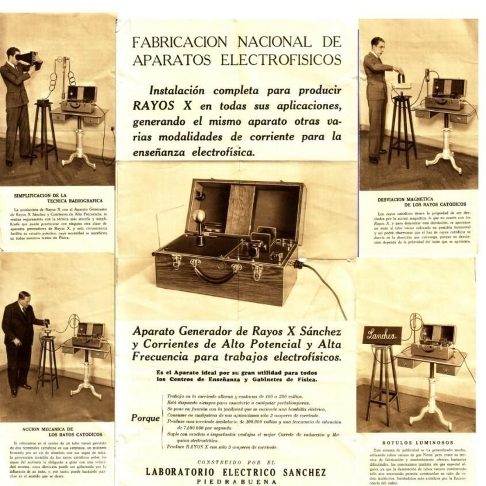 Instalación completa para producir Rayos X con el aparato creado por Mónico Sánchez