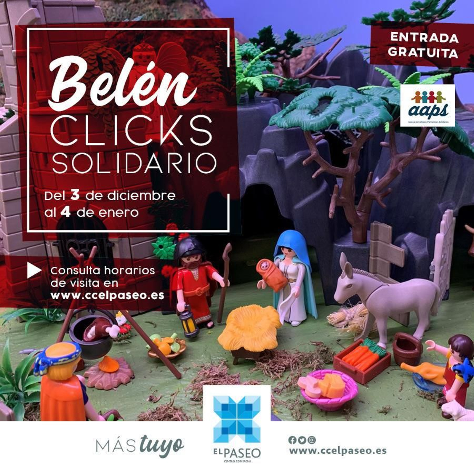 El Paseo acoge el belén gigante de la Asociación de Amigos Portuenses Solidarios.