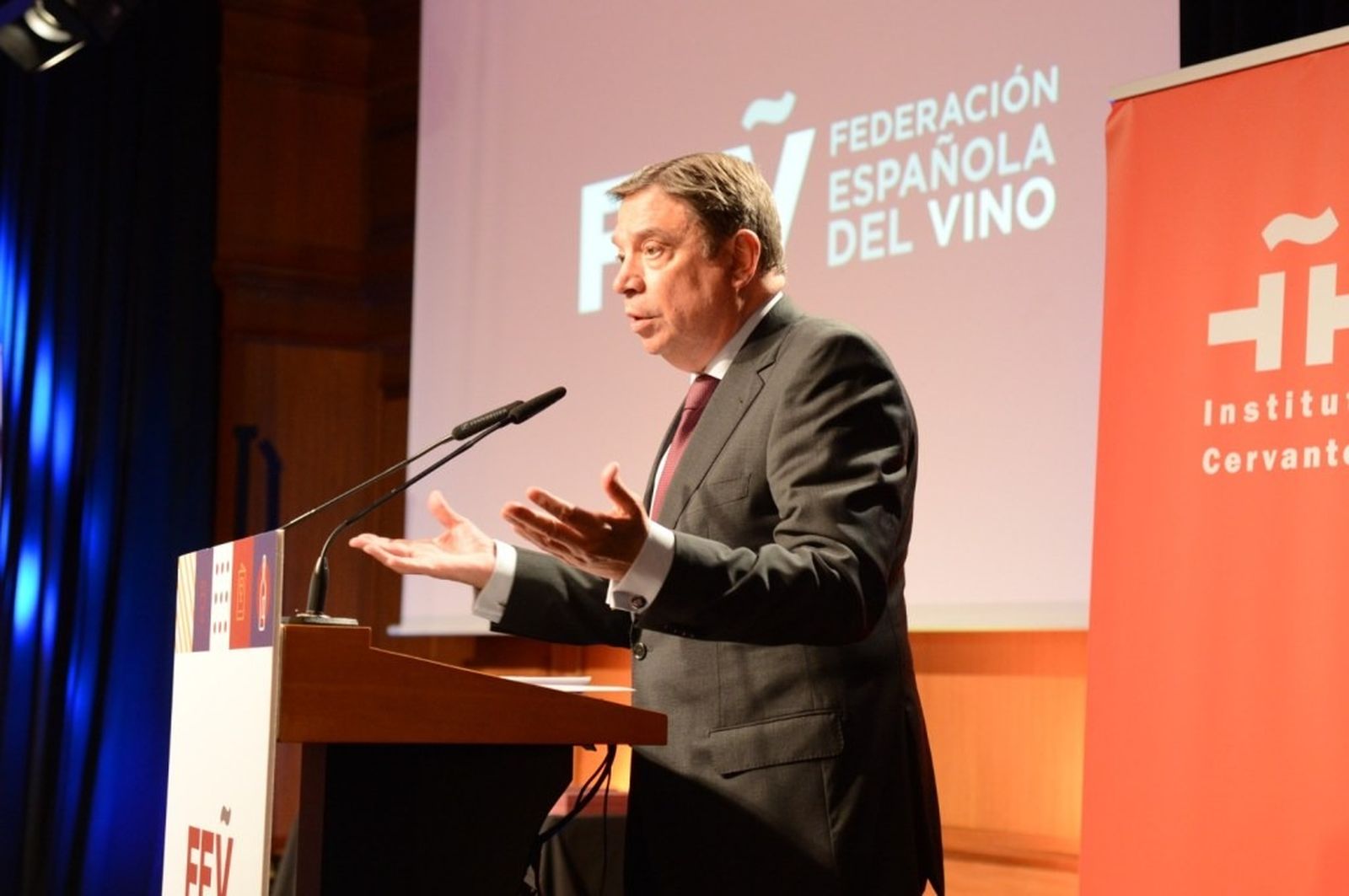 Luis Planas en un acto de la Federación Española del Vino.