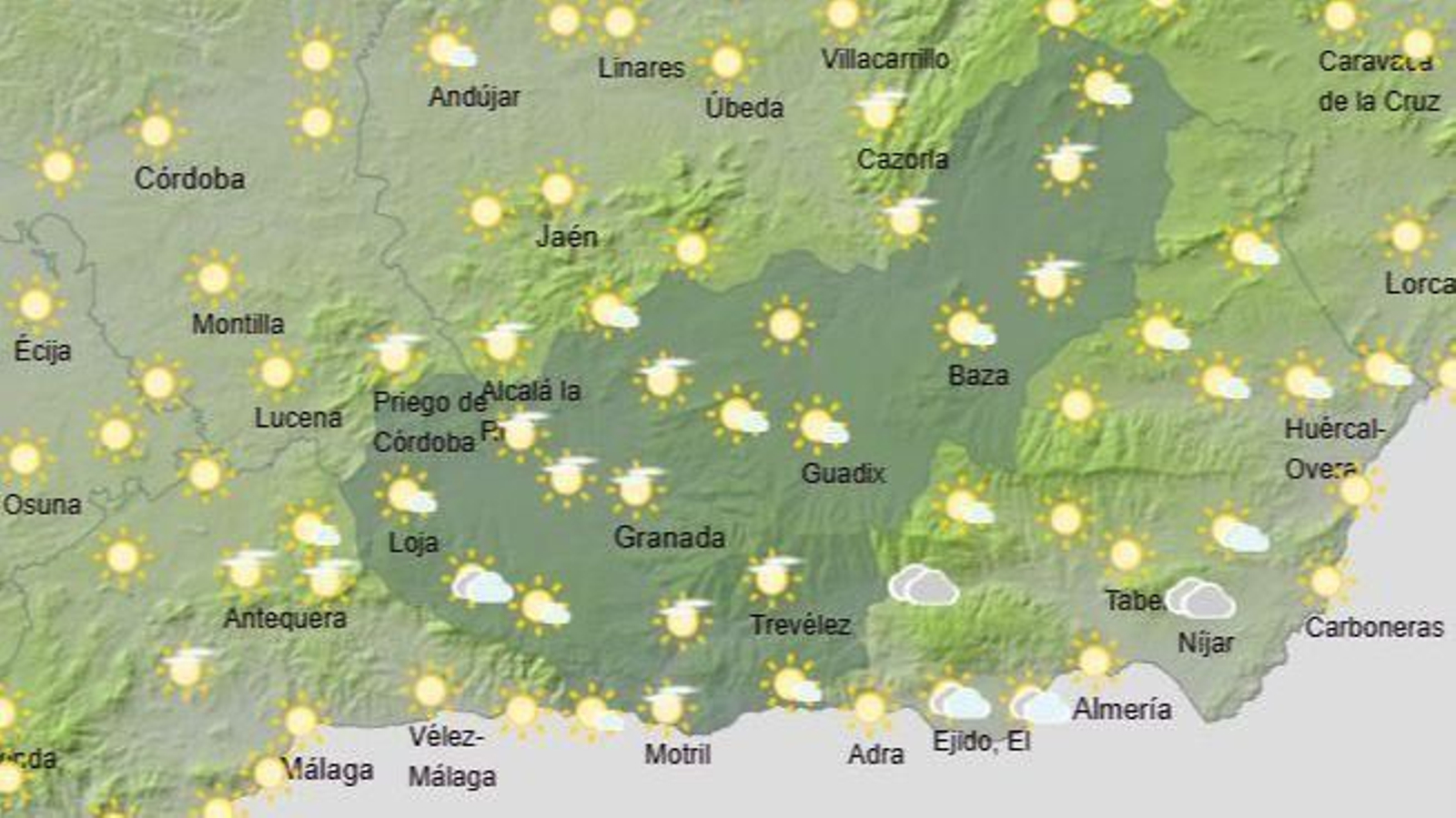 El Tiempo en Granada el 25 de noviembre de 2025