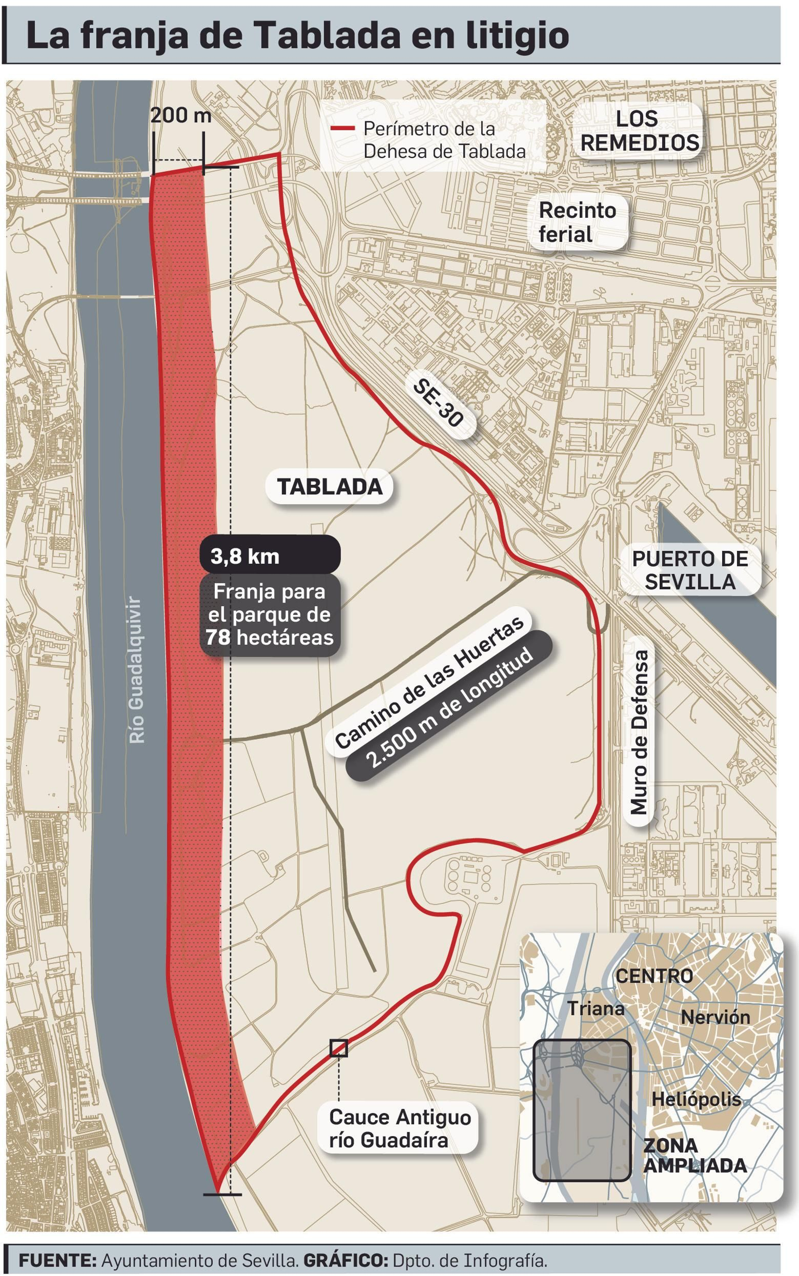 La franja de Tablada en litigio