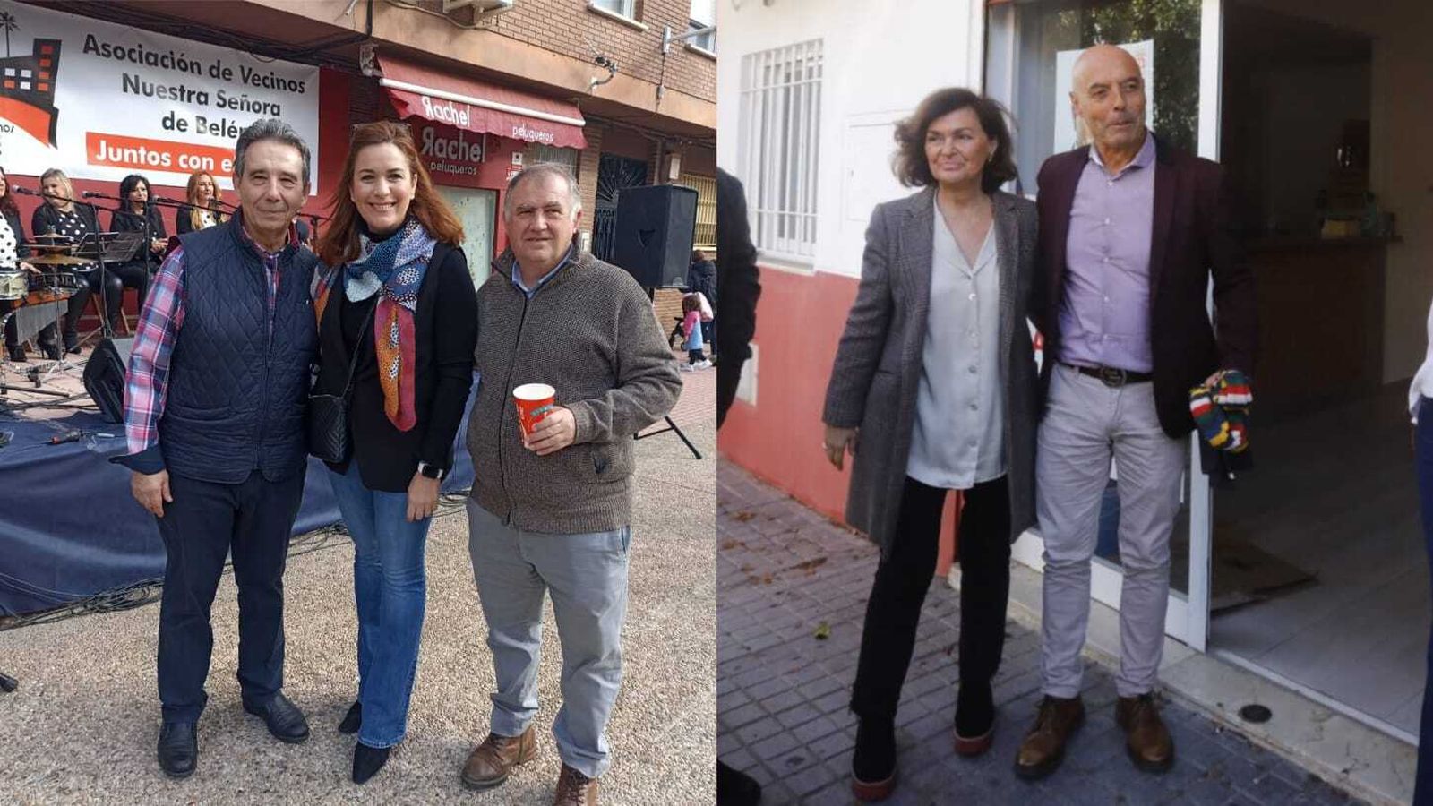 Carmen Campos con la Asociación de Vecinos Nuestra Señora de Belén y Antonio Hurtado, con Carmen Calvo.