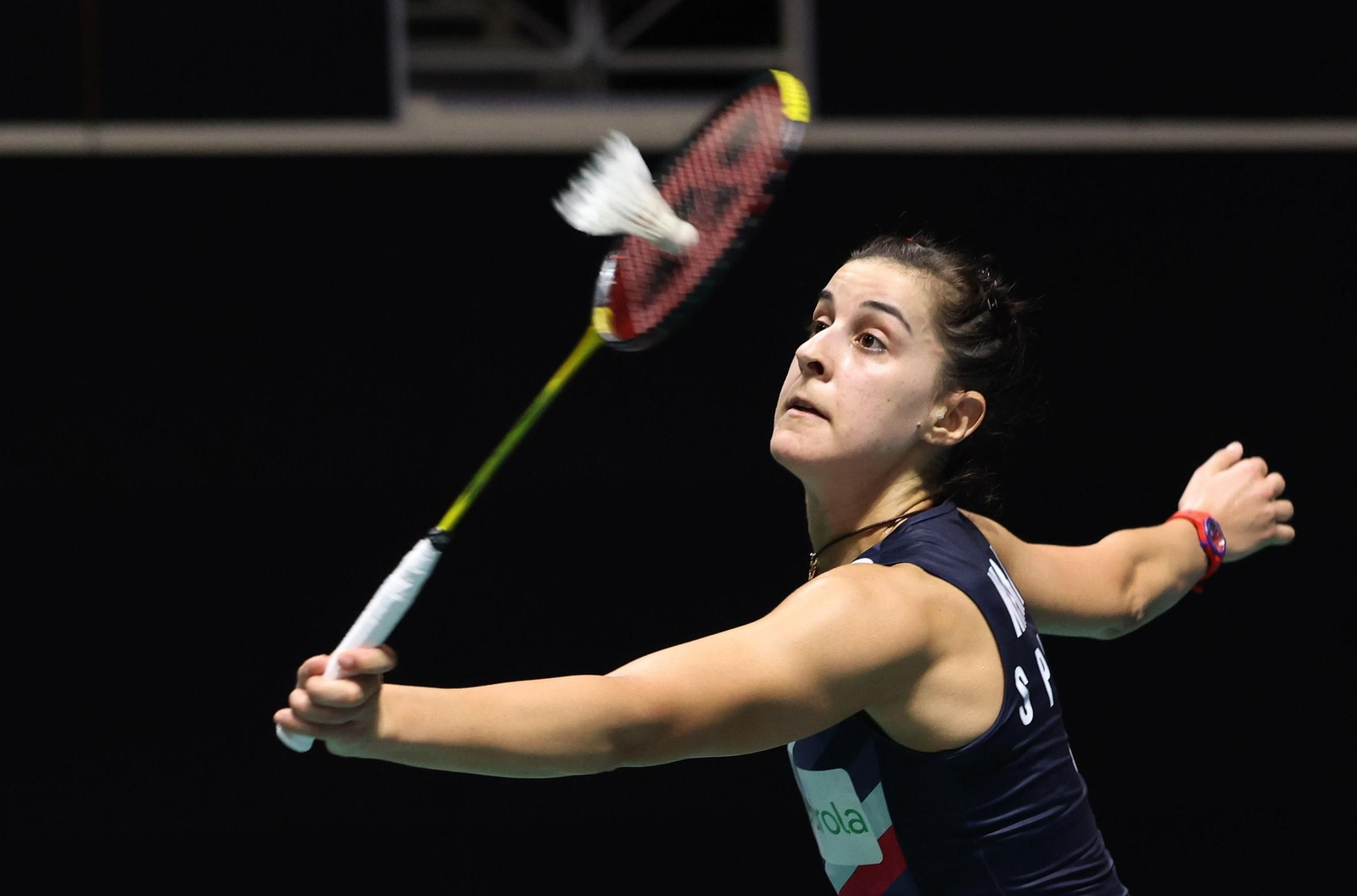 Carolina Marín, en un partido del Abierto de Singapur.