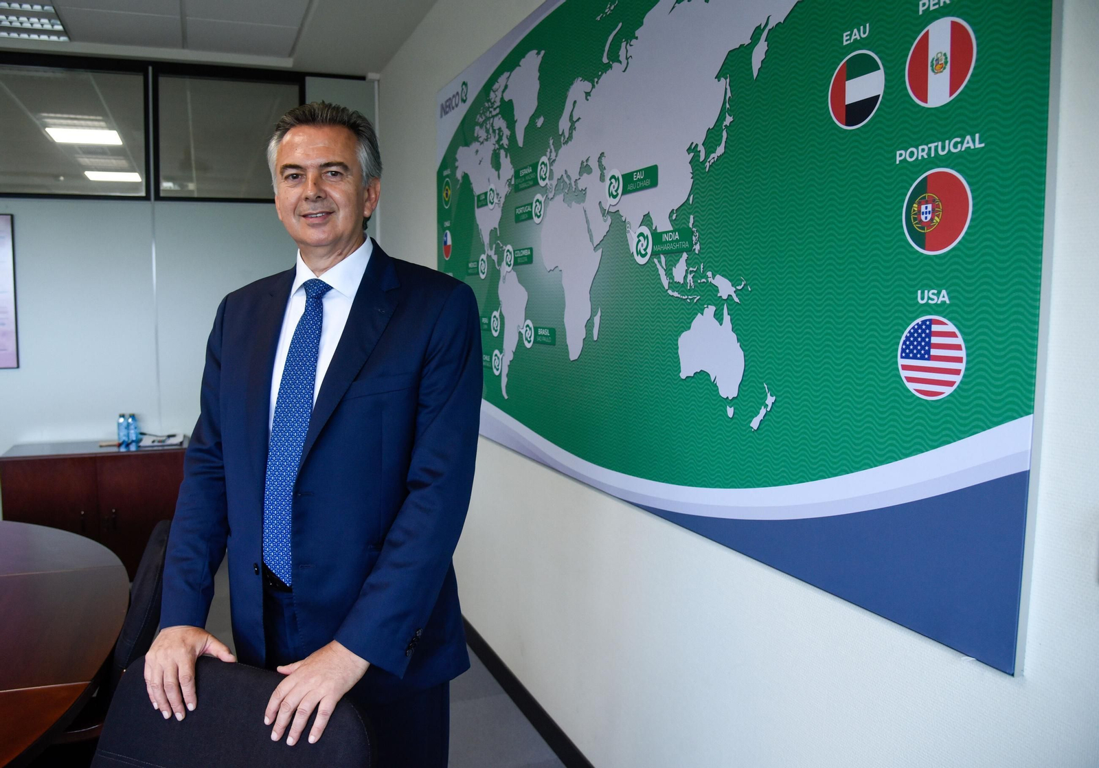 El presidente de Inerco, Pedro Marín, en la sede de la compañía en Sevilla.