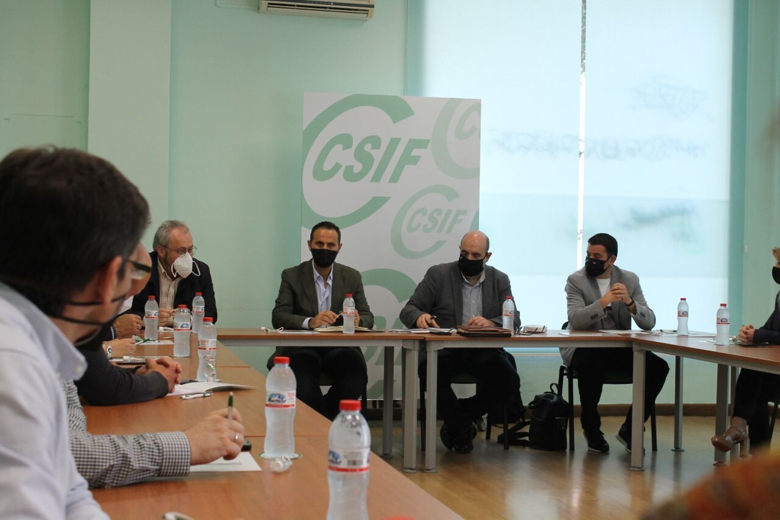 El presidente de CSIF Nacional, Miguel Borra y del presidente de CSIF Andalucía, Germán Girela, en Almería
