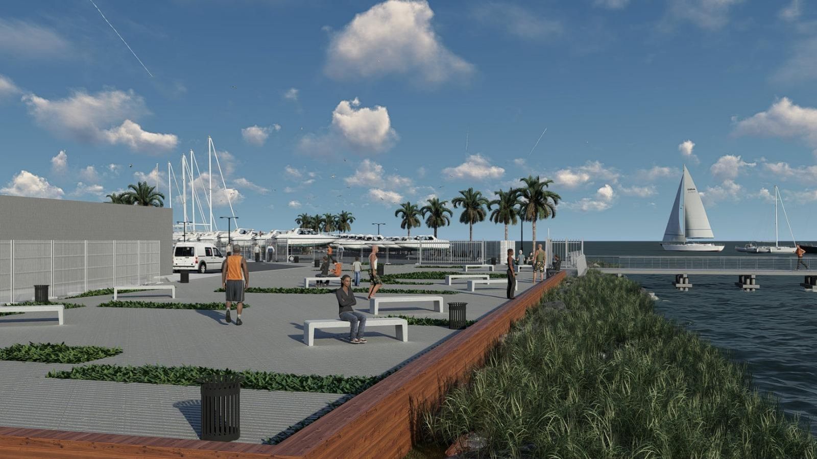 Infografía de la reurbanización del muelle de Gallineras.