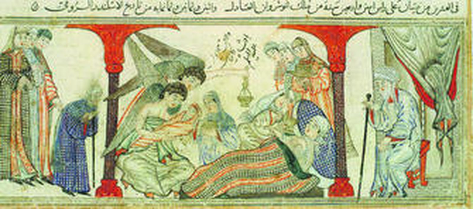 Reproducción del 'Nacimiento de Mahoma' según un manuscrito persa. Las similitudes con la imaginería de la Natividad cristiana son evidentes.