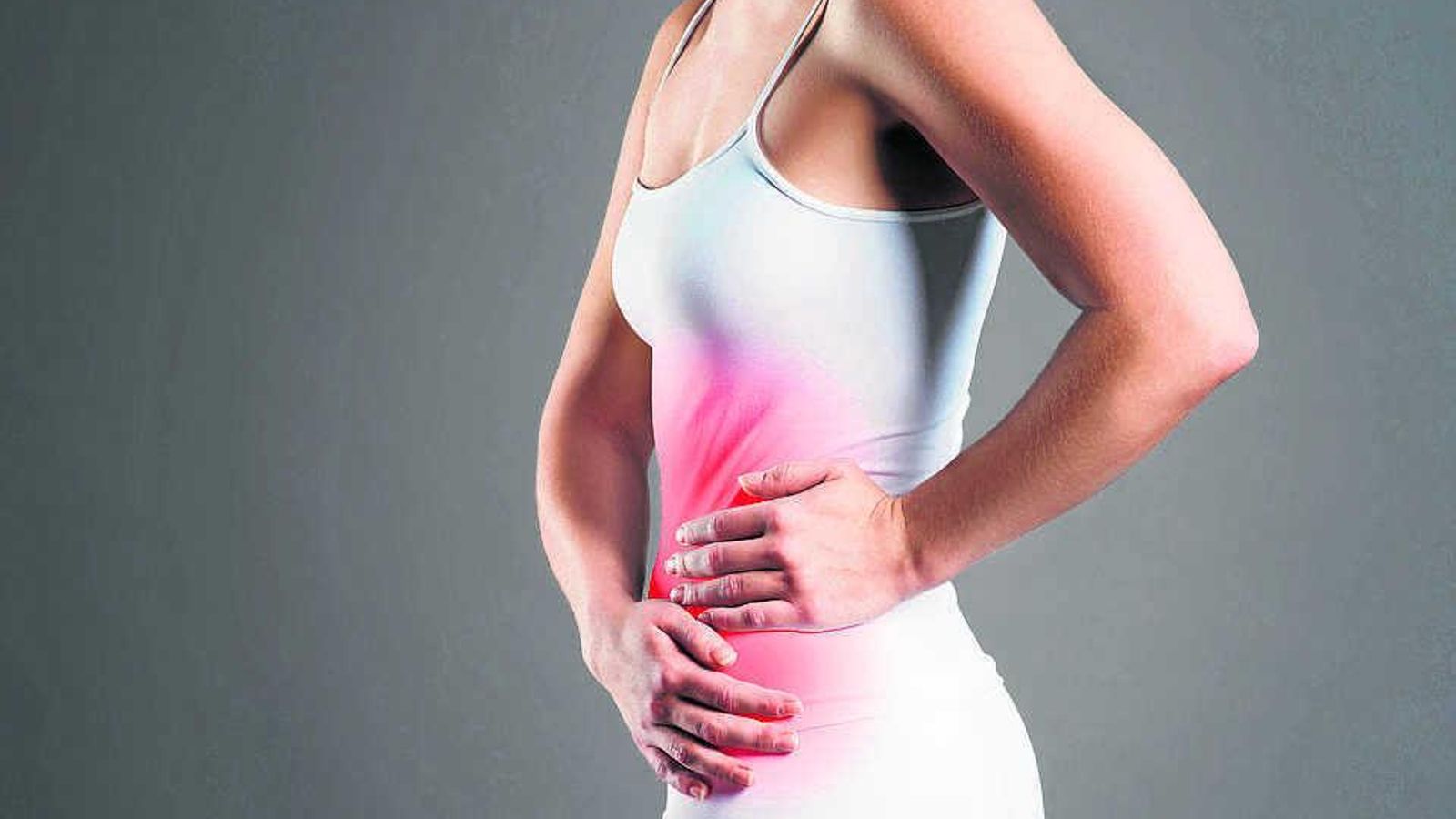 Zona de dolor de una mujer por la menstruación.