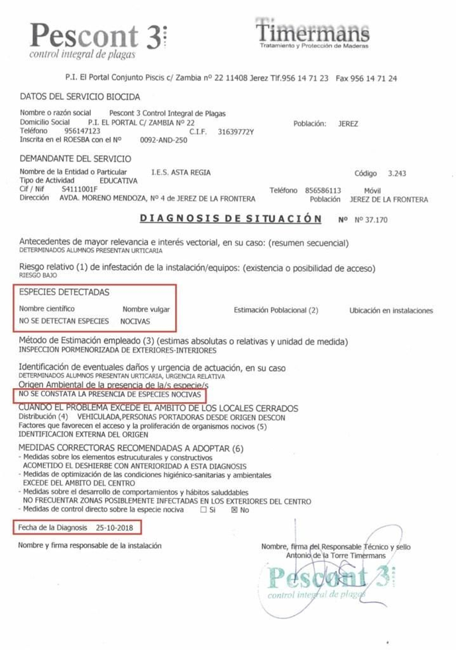 Informe de Pescont3 del 25 de octubre