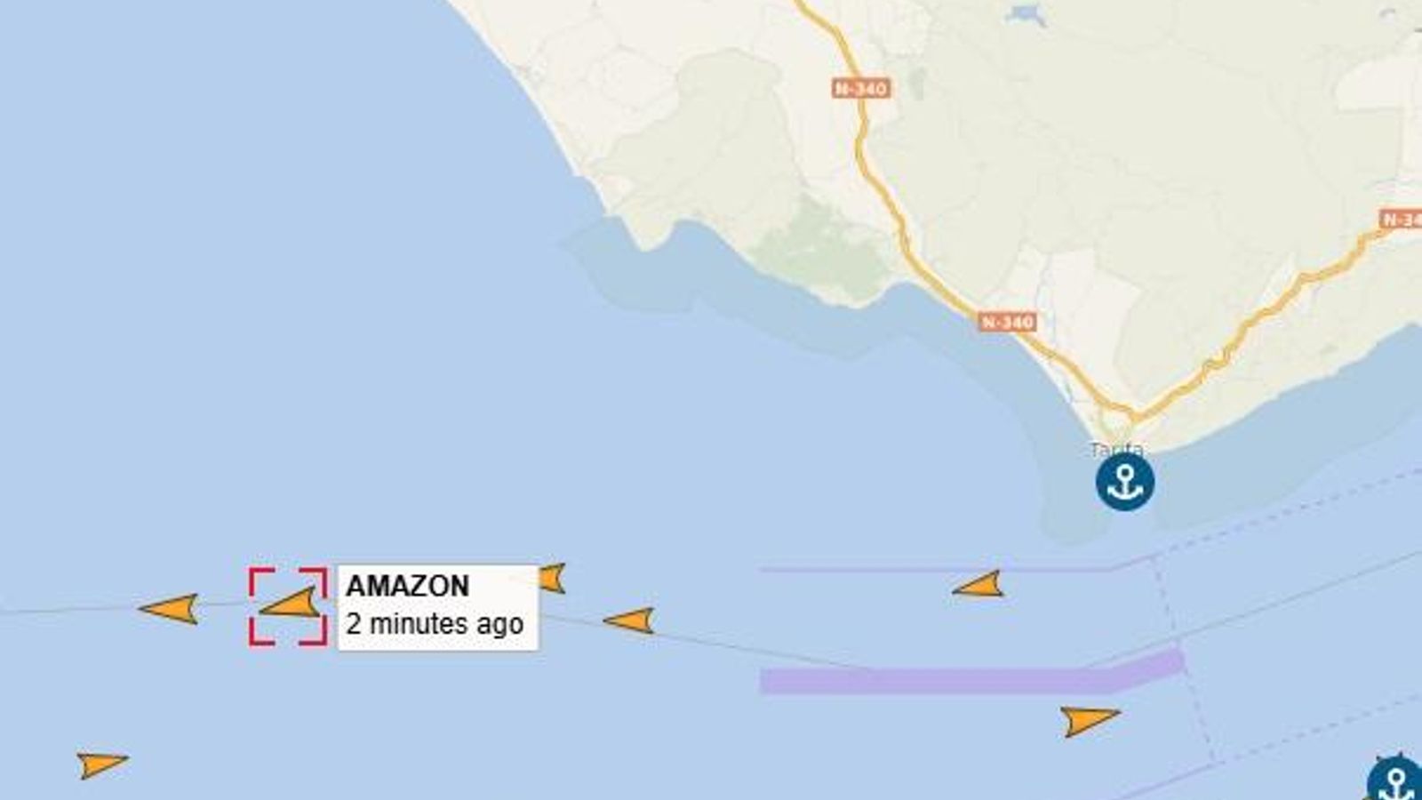 El barco 'Amazon' con crudo ruso, uno de los sancionados por la UE y EEUU, cerca de Cádiz