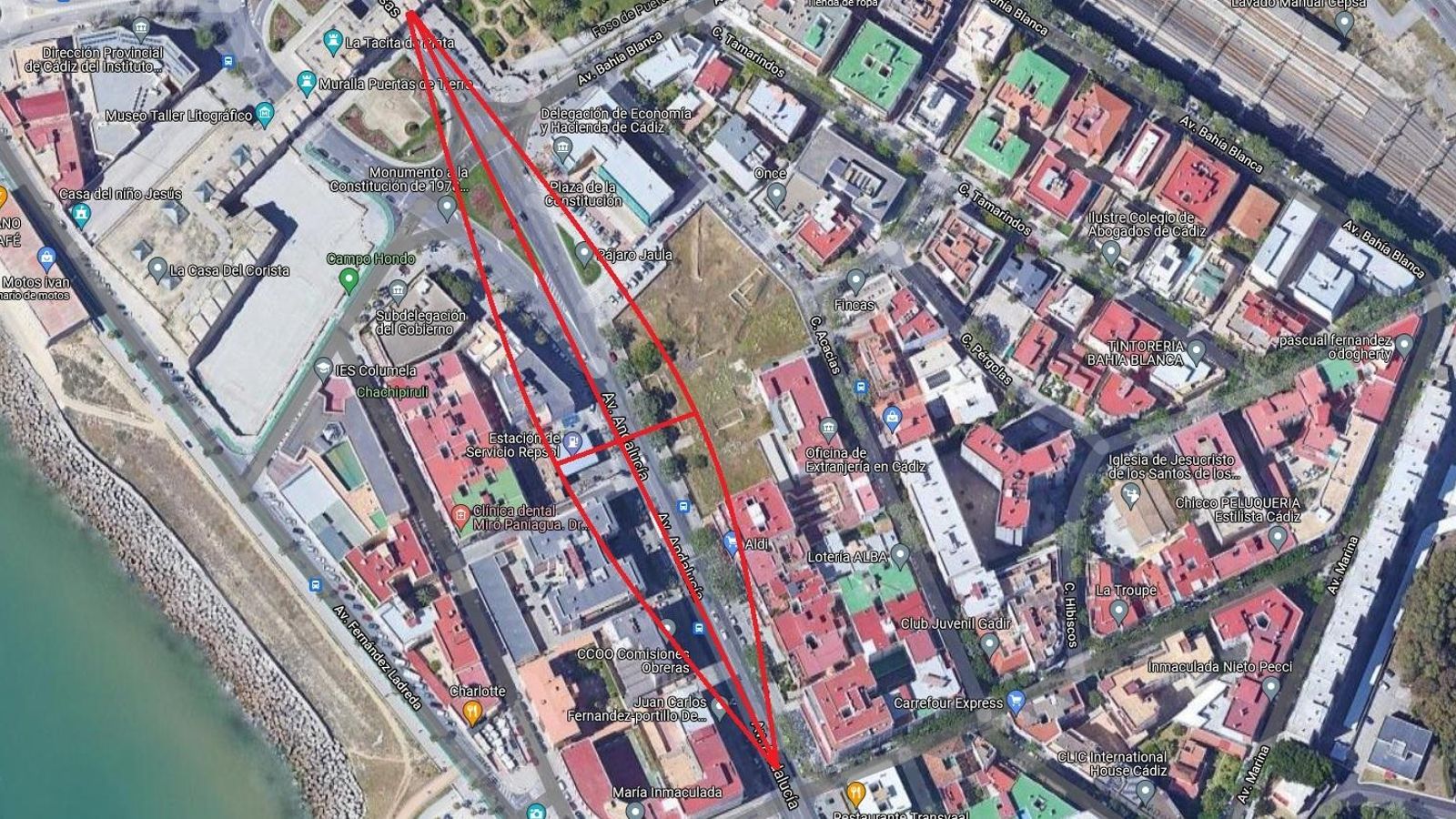 ¿Qué distancia ocuparía el 'Wonder of the Seas' en la avenida principal de Cádiz?