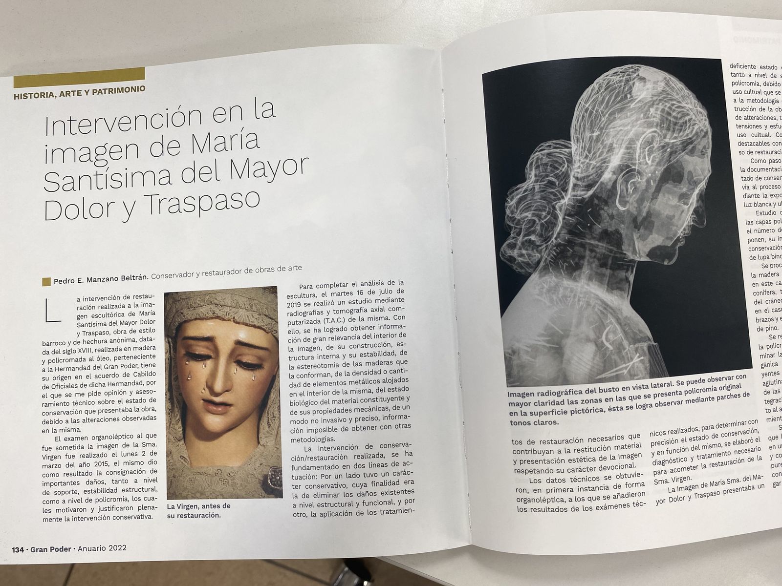 El artículo sobre la restauración de la Virgen.