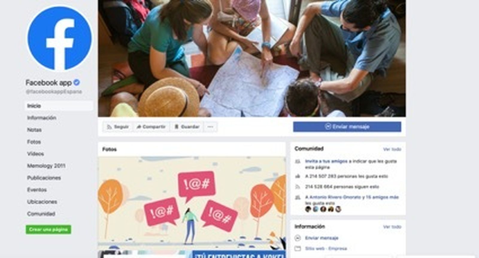 una página de Facebook