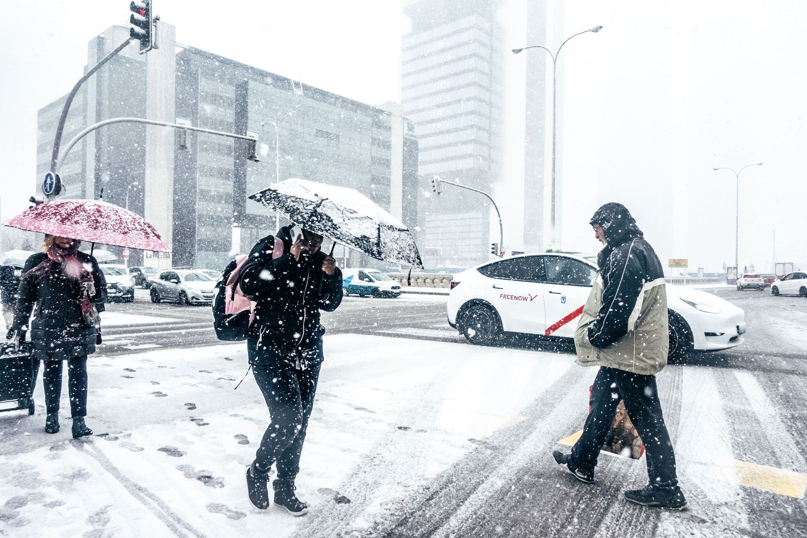 Imágenes de la nevada que ha dejado la borrasca Kristin en Madrid capital