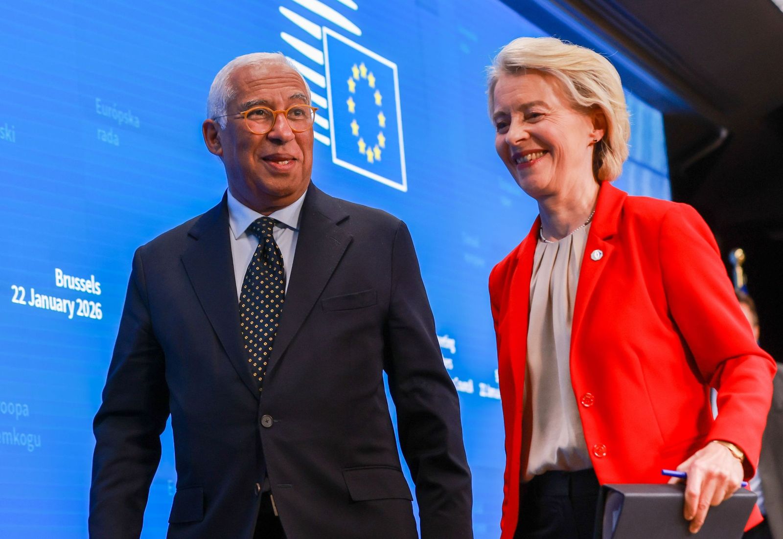 António Costa, presidente del Consejo Europeo, y Ursula von der Leyen, presidenta de la Comisión Europea, ayer en  Bruselas