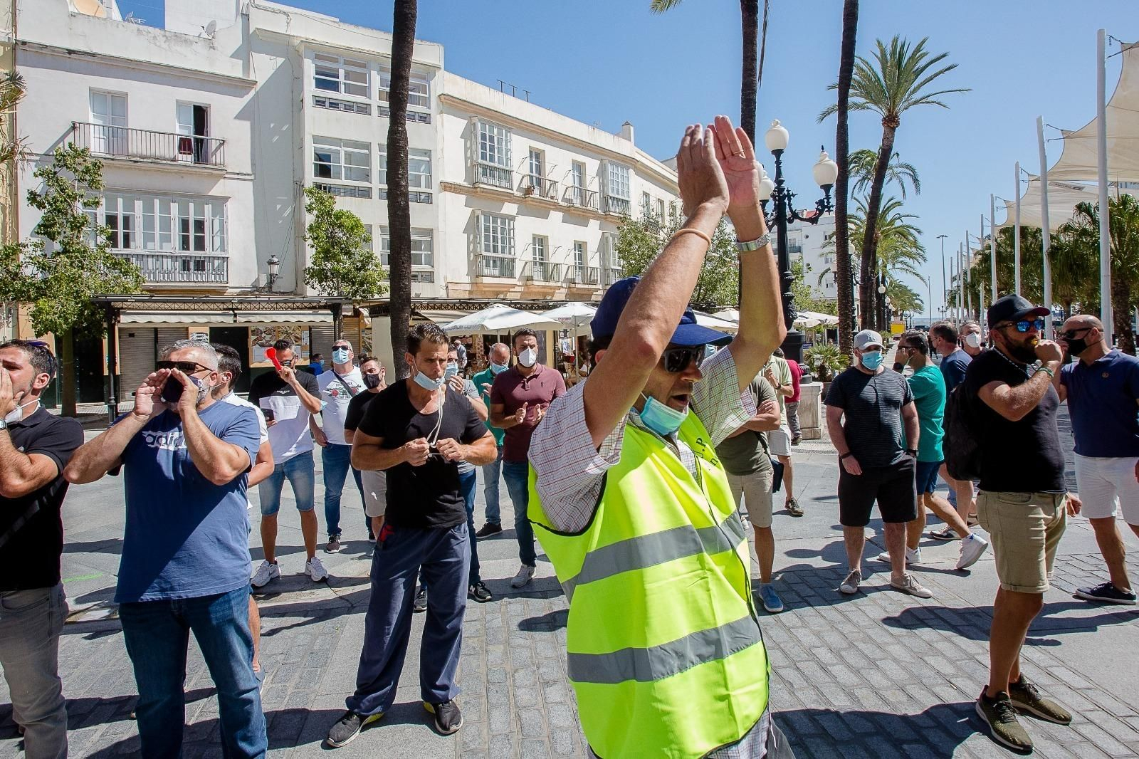 Los policías locales, durante sus protestas del viernes.