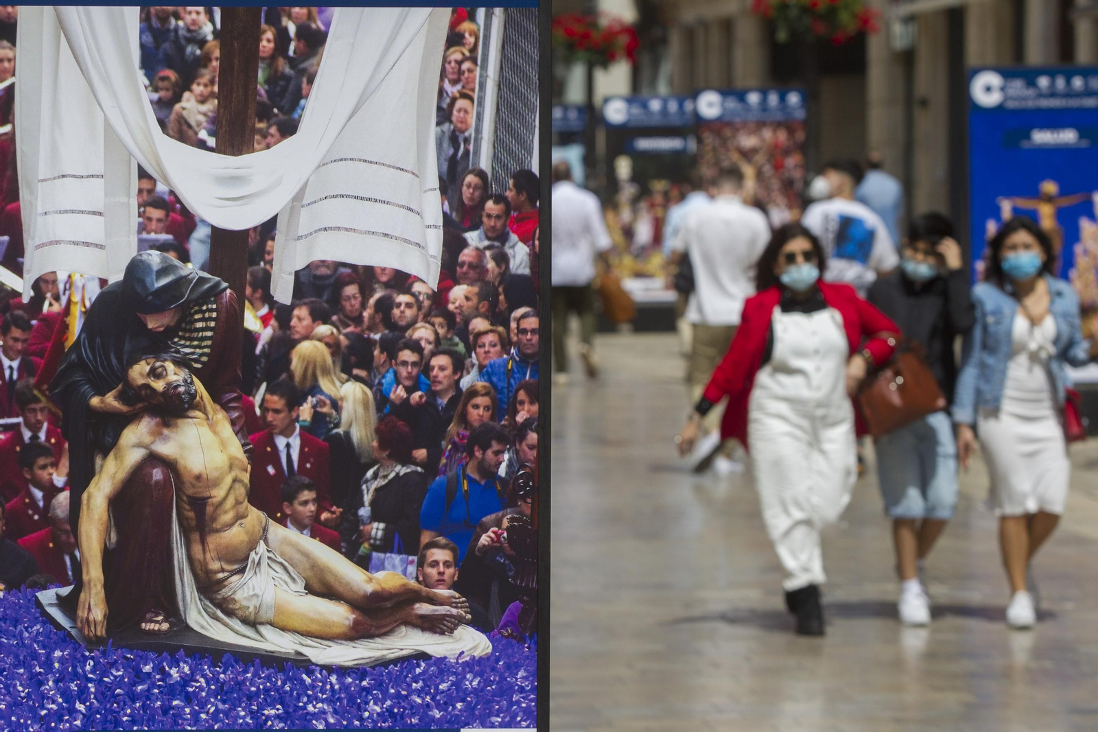 Ambiente en el centro de Málaga en un Jueves Santo sin la Legión