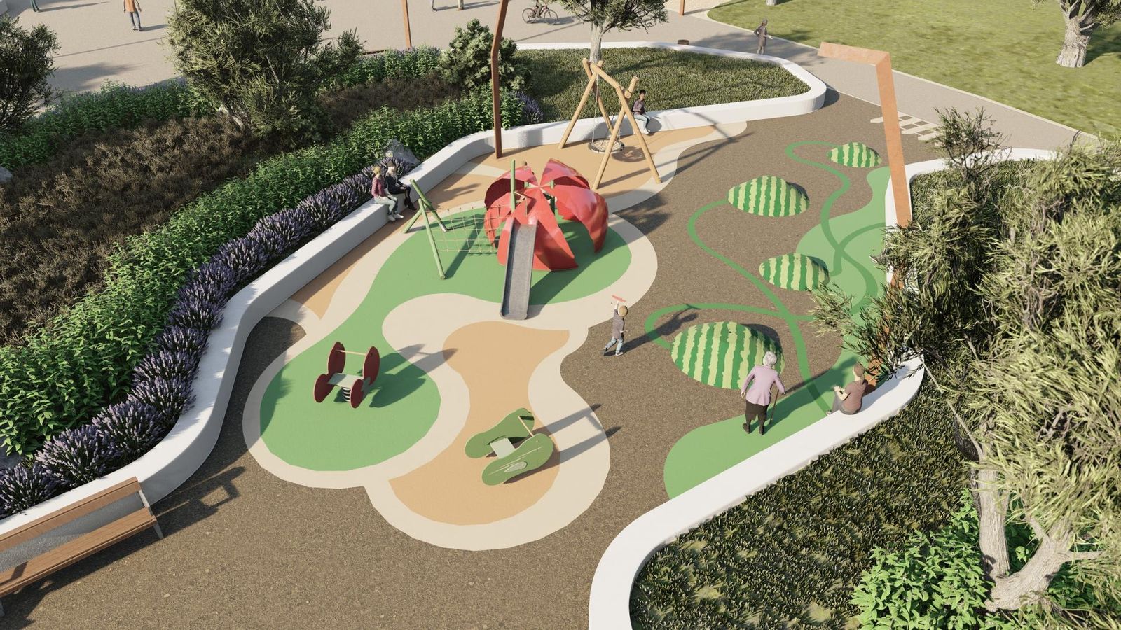 Zona de juegos del futuro Parque de las Familias de Campohermoso.