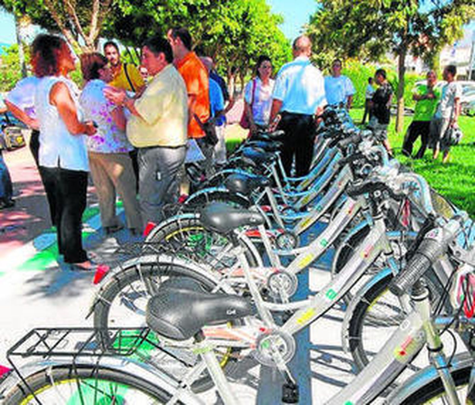 Las bicicletas, el día que se presentó el servicio.