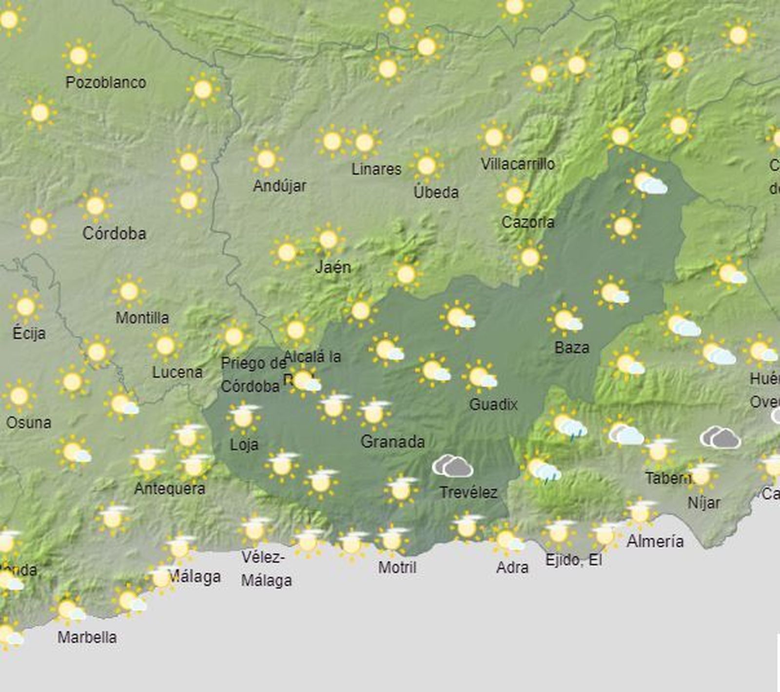 El Tiempo en Granada durante el martes 5 de marzo