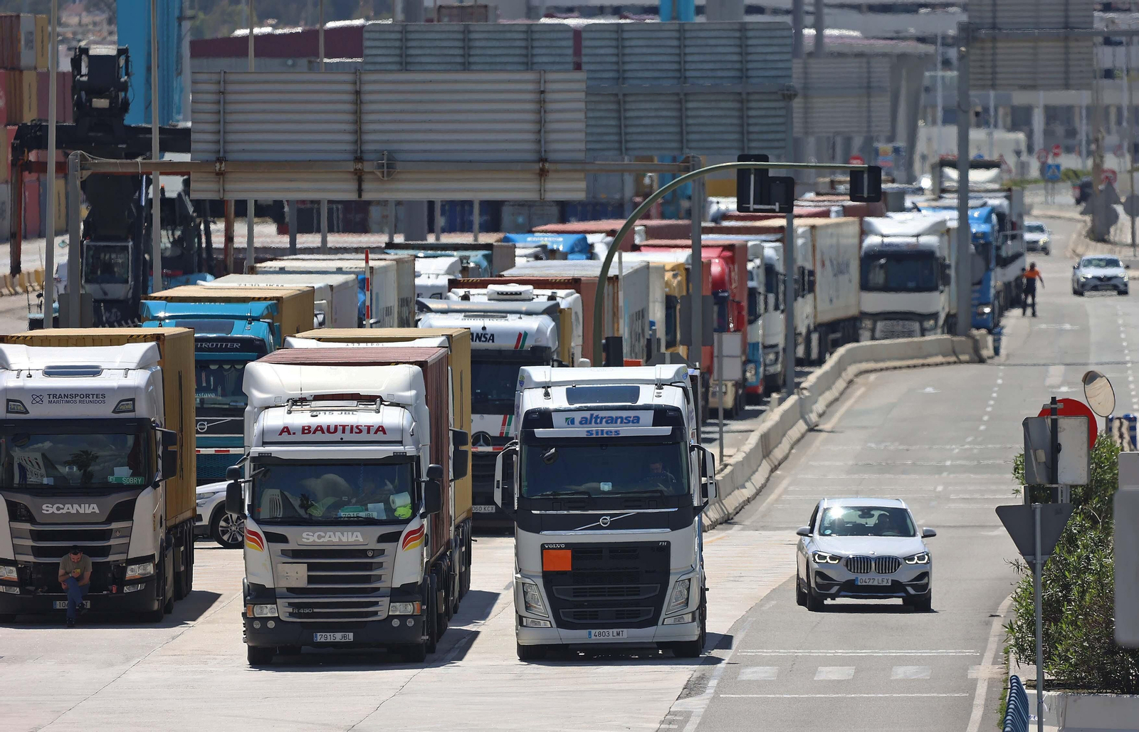 Imágenes de la protesta de la estiba por el sistema ETS en el puerto de Algeciras