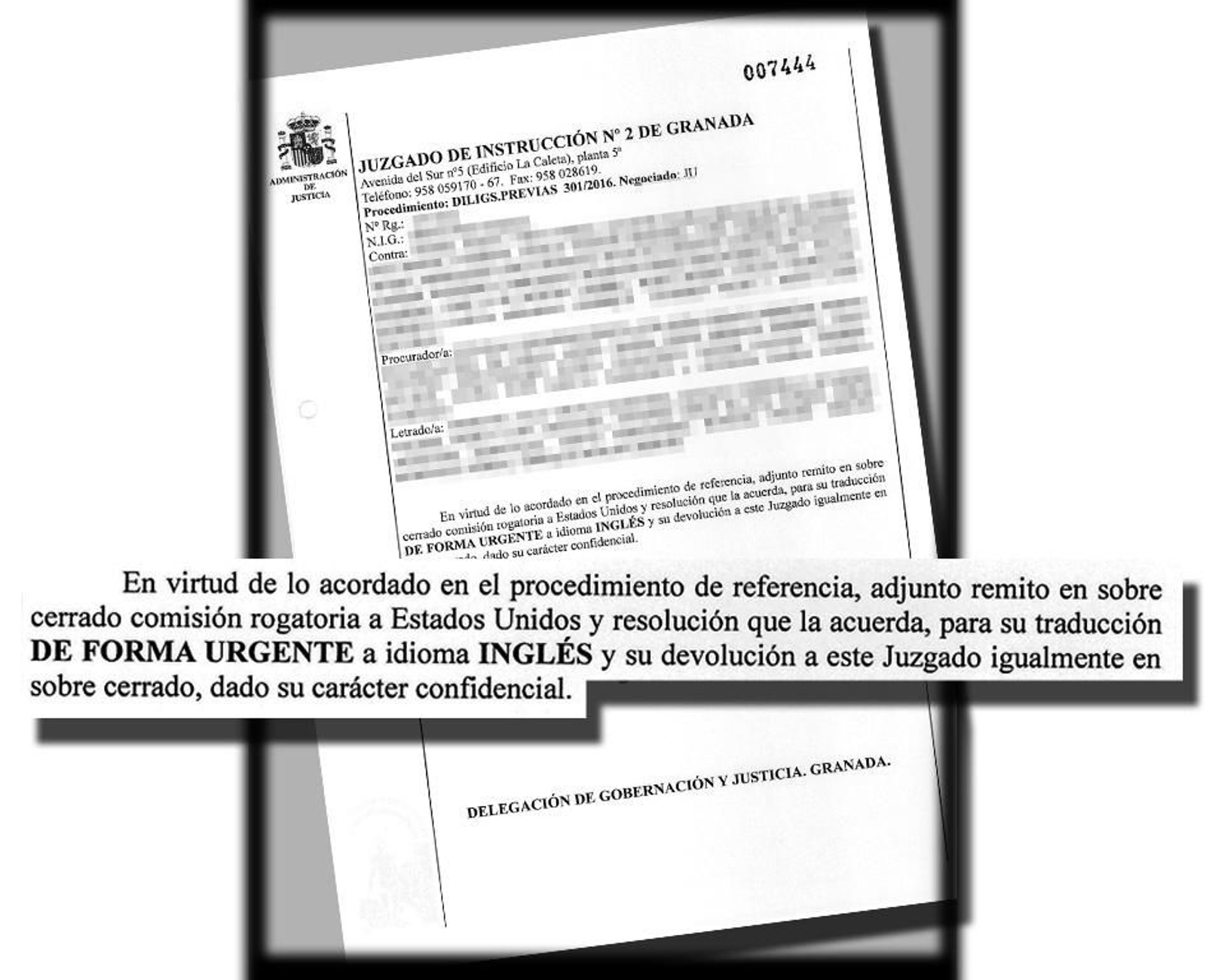 Casi dos meses para traducir   la comisión rogatoria "urgente"