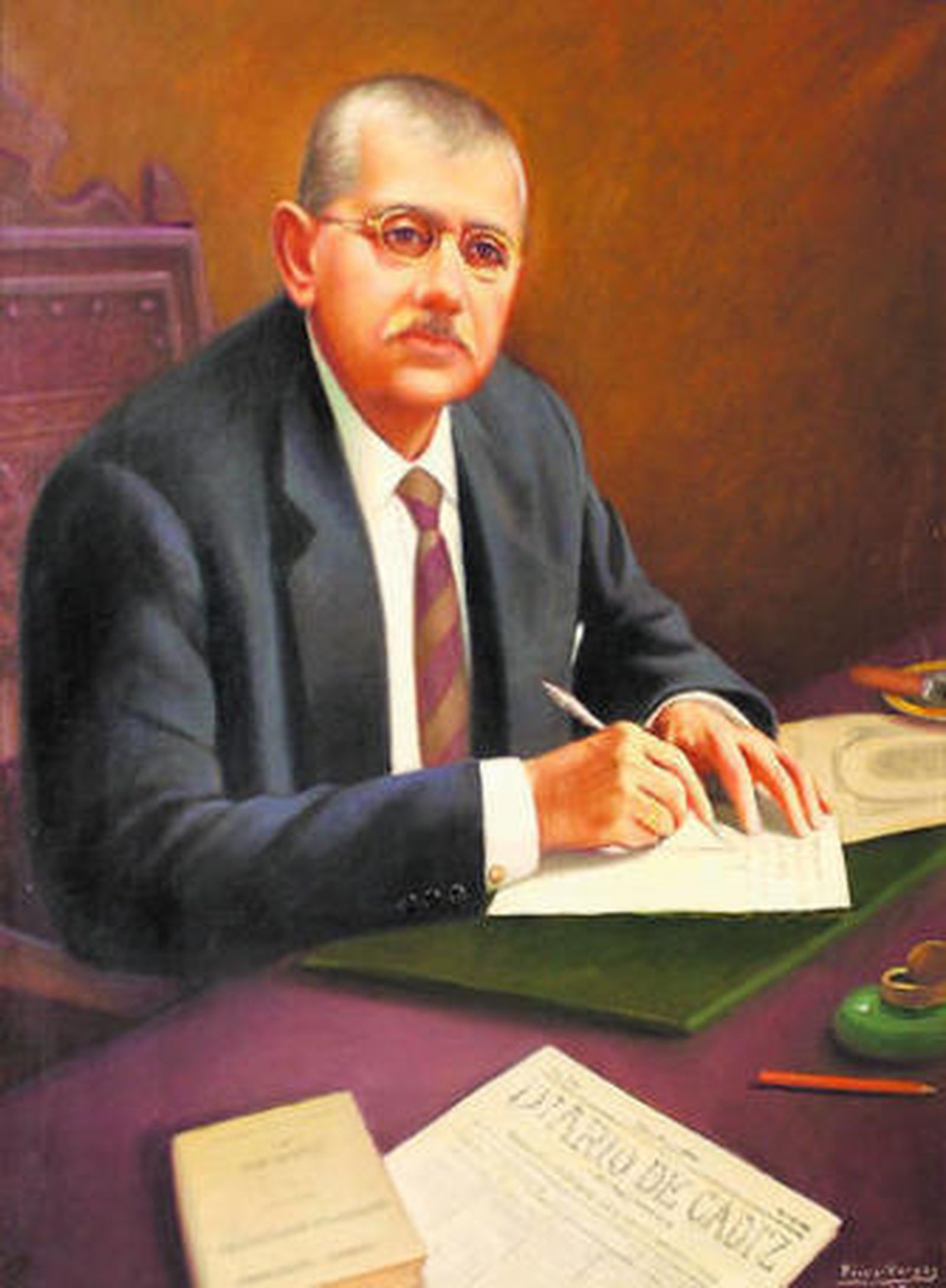 Retrato de Federico Joly Diéguez y su hijo Federico Joly Díez de la Lama, con la Medalla al Trabajo.