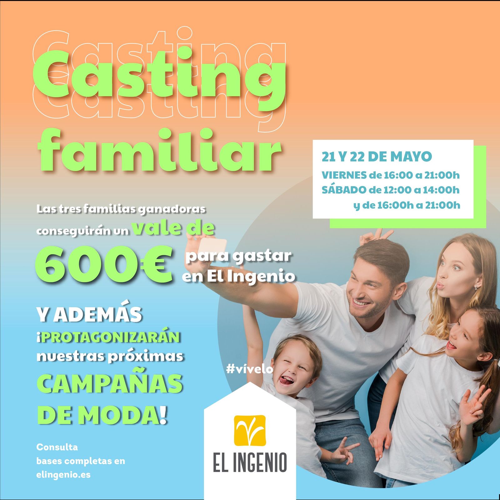 Casting: El centro comercial El Ingenio busca a tres familias para sus próximas campañas