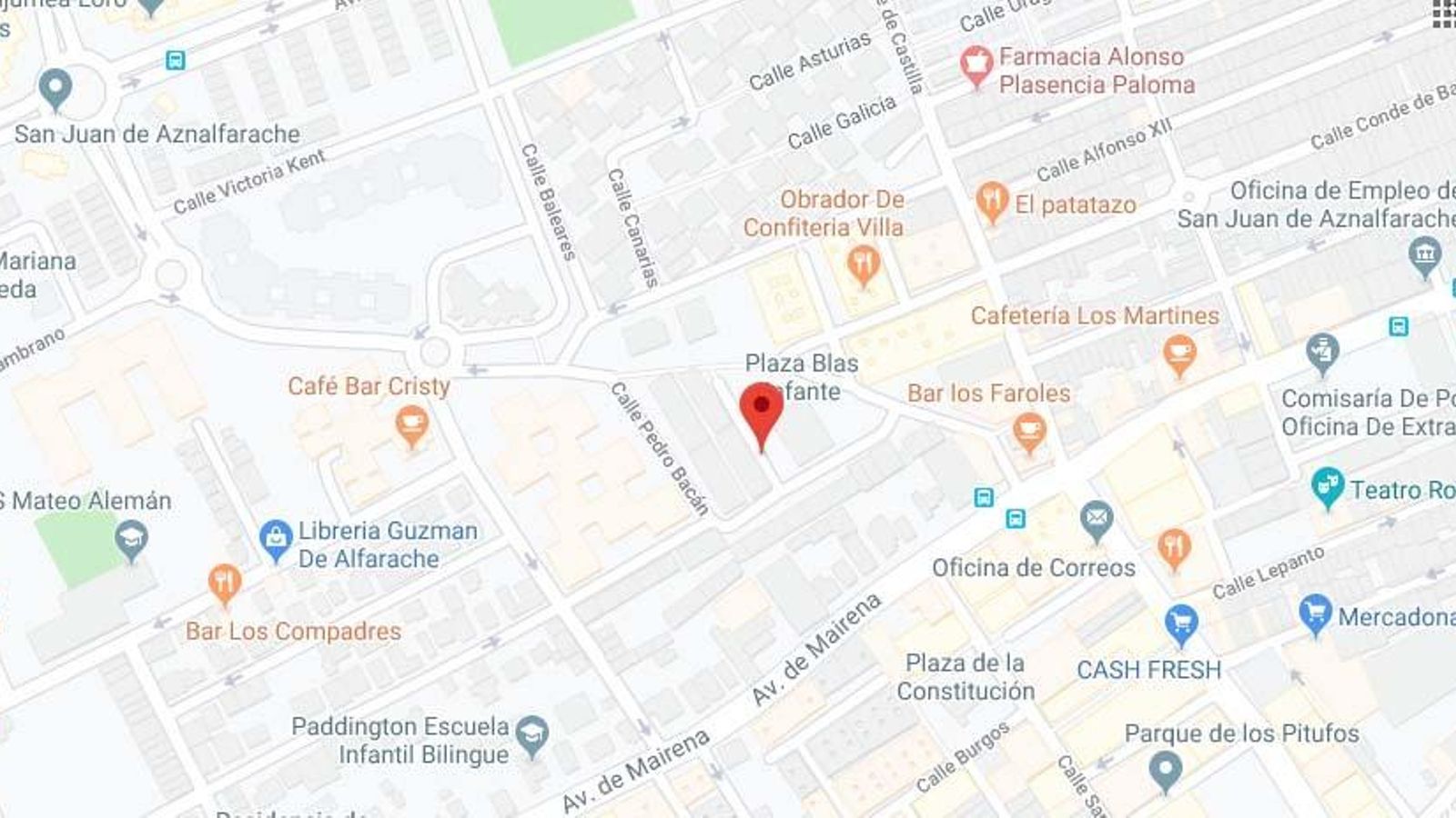 Captura de la zona de la Plaza Blas Infante