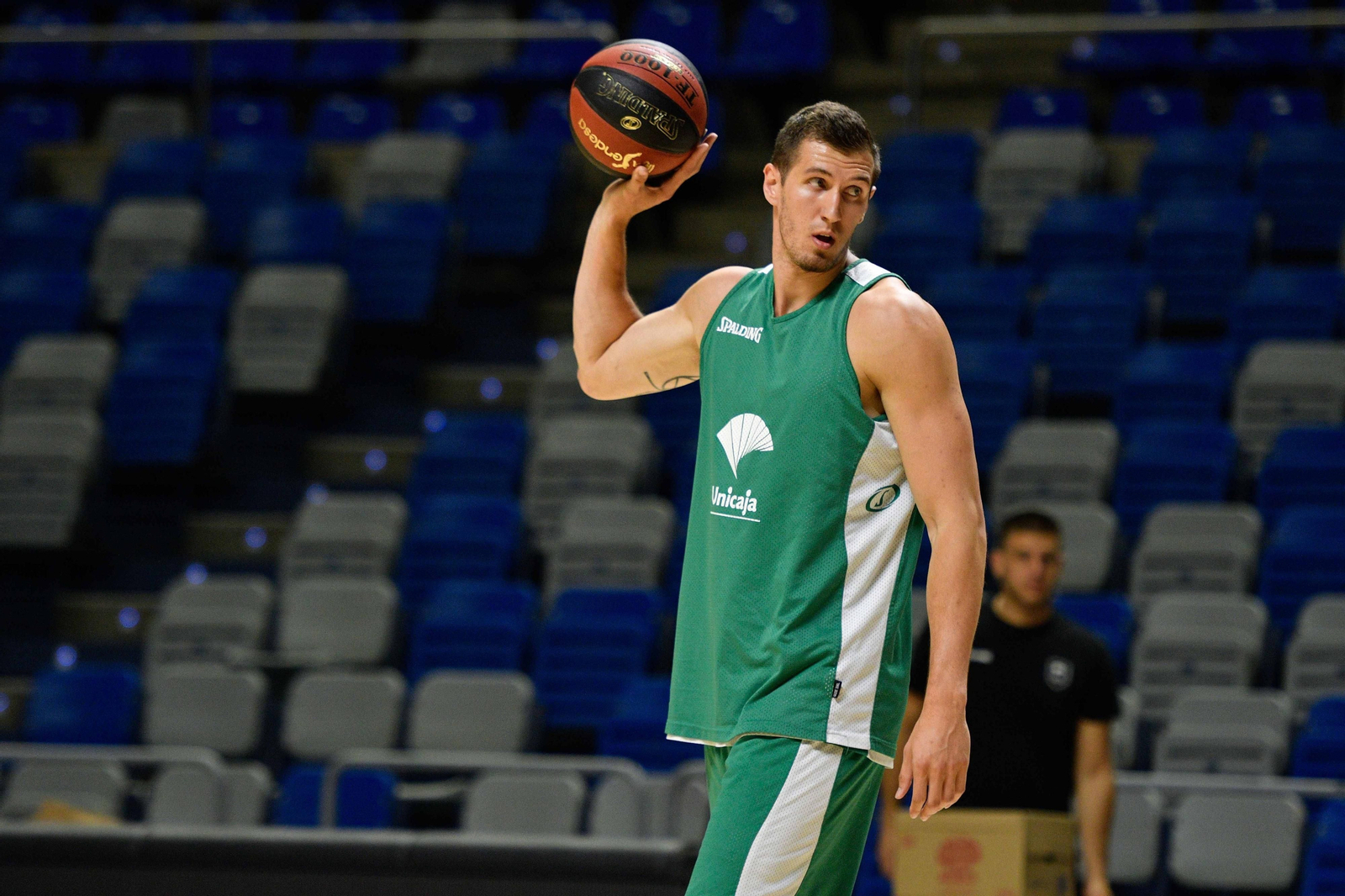 Rubén Guerrero, en el entrenamiento de esta mañana en el Carpena.