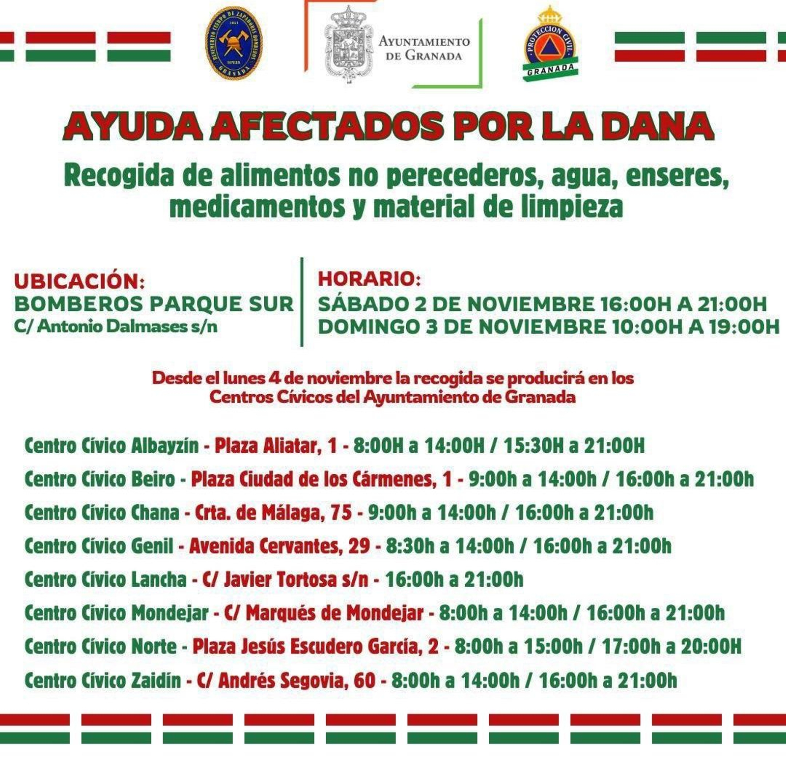 Ayuda afectados DANA Valencia del Ayuntamiento de Granada