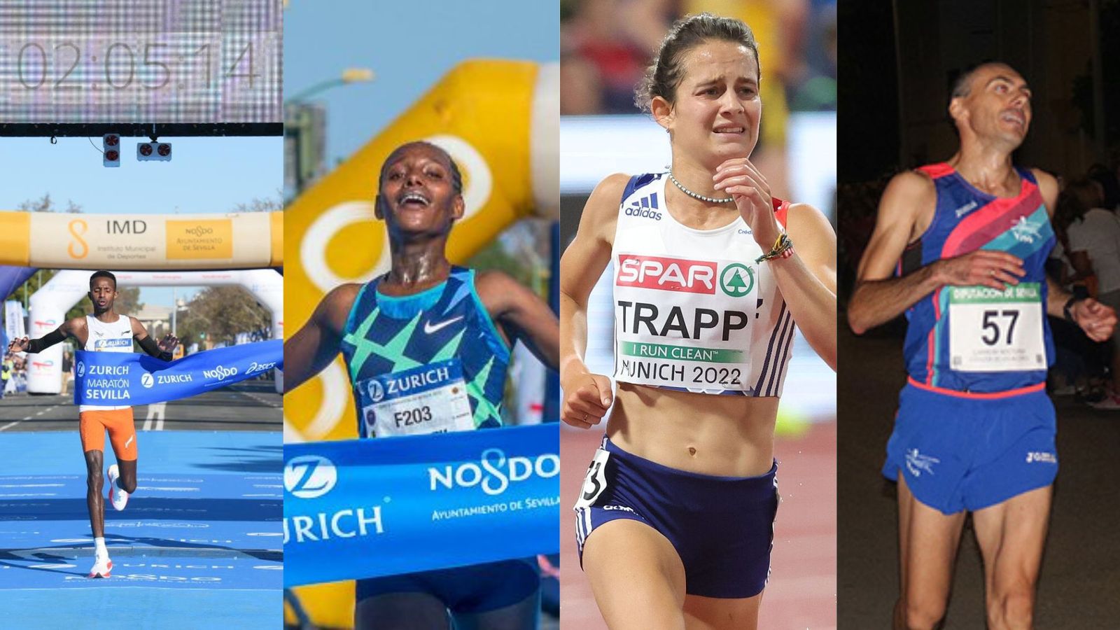 De izquierda a derecha: Selemon Barega, Anchinalu Dessi, Manon Trapp y Manuel Jesús Burgos.