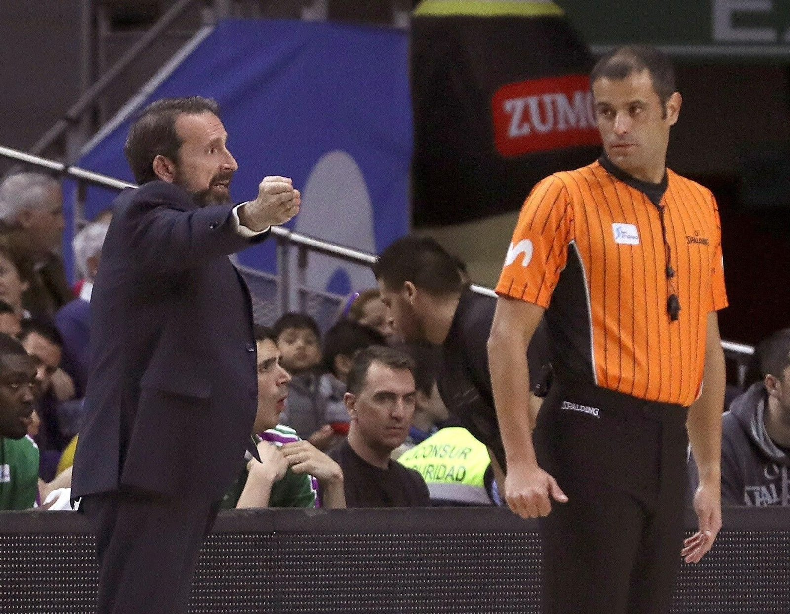 Joan Plaza, en un momento del choque de ayer en el WiZink Center.