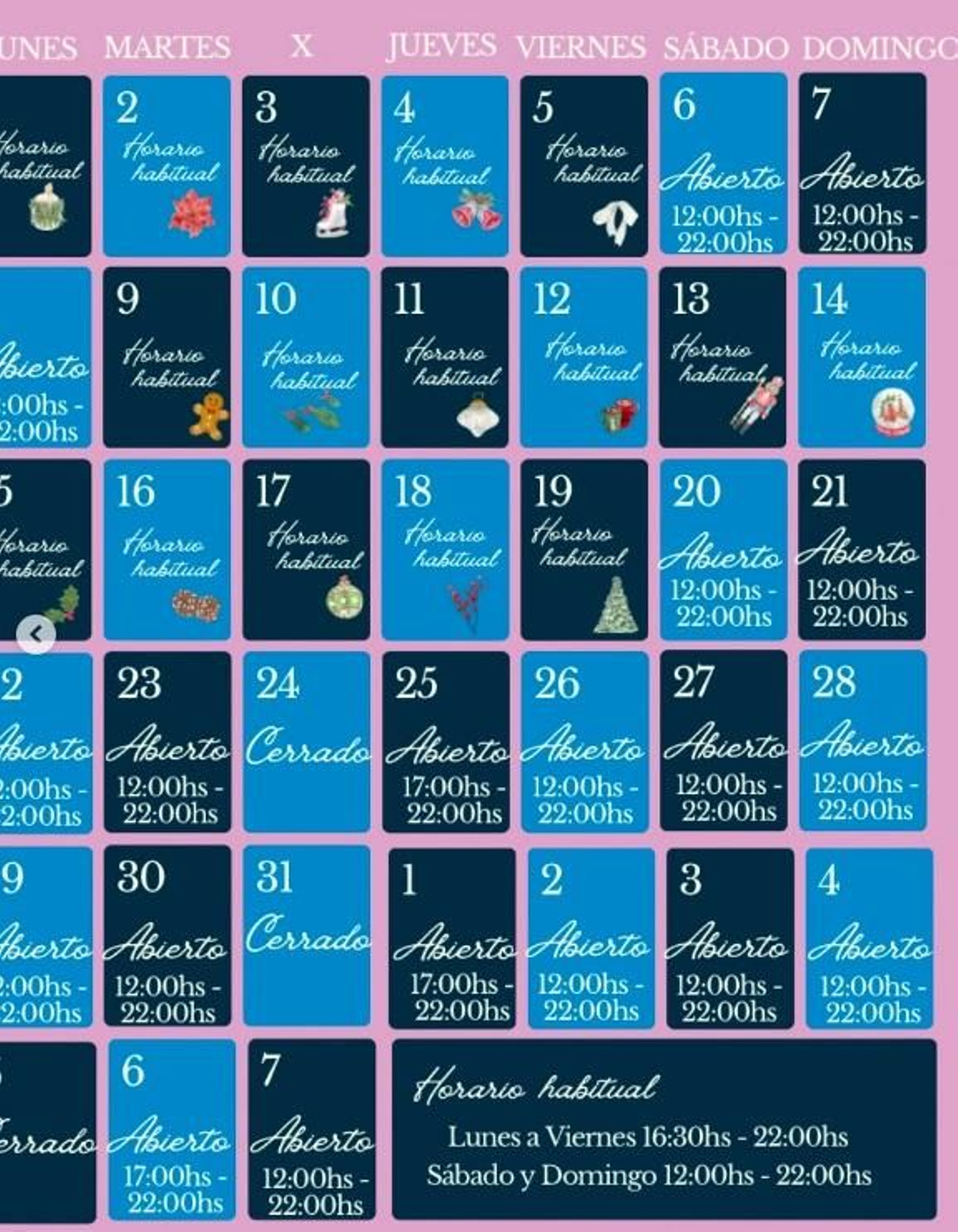 Horario Especial de Navidad 2025.