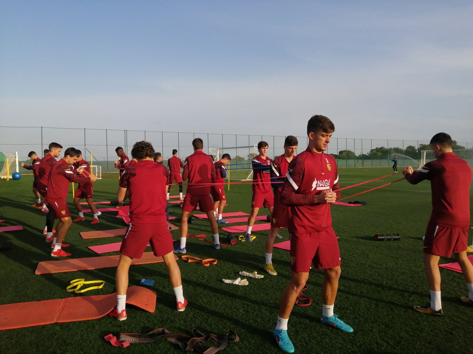 Entrenamiento del Sevilla Atlético durante la pretemporada.