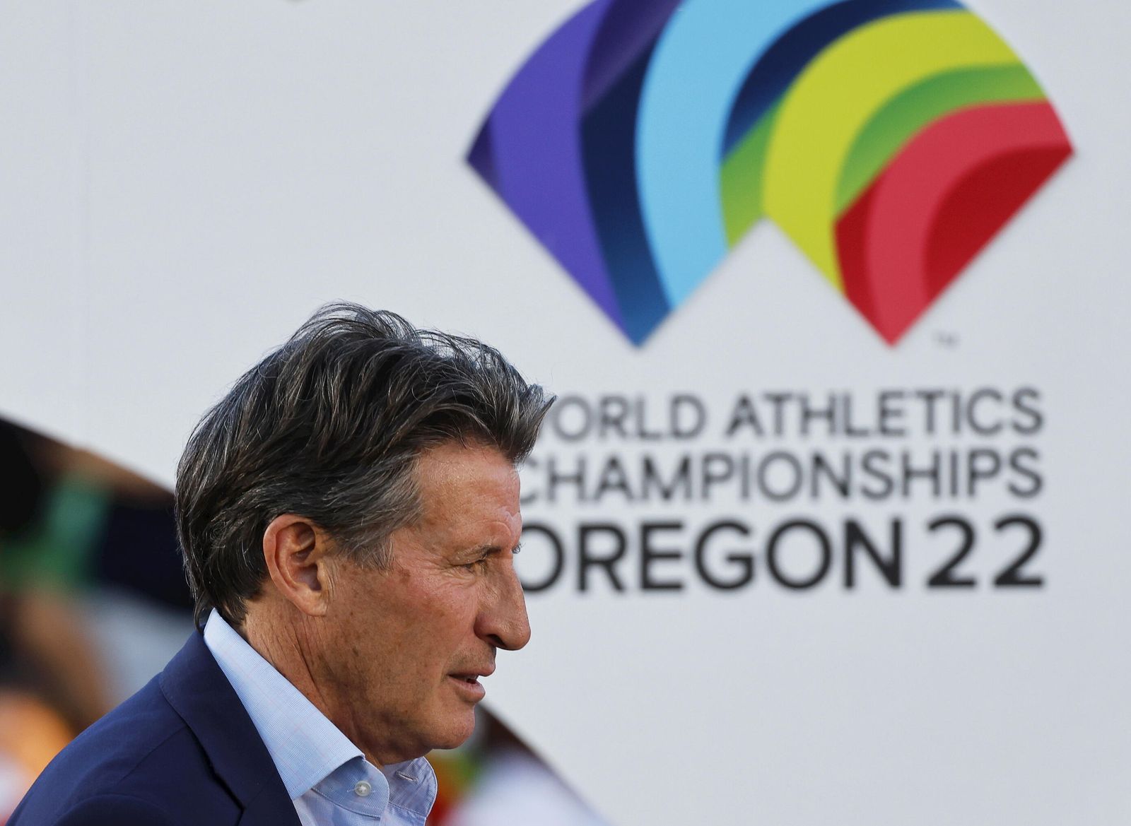 El británico Sebastian Coe, presidente de World Athletics, en el Mundial de Eugene 2022.