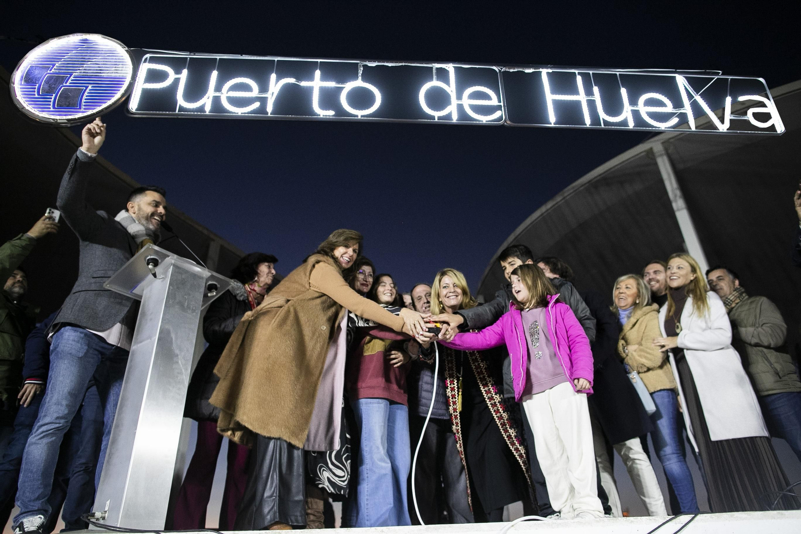 Encendido del alumbrado del Puerto de Huelva.