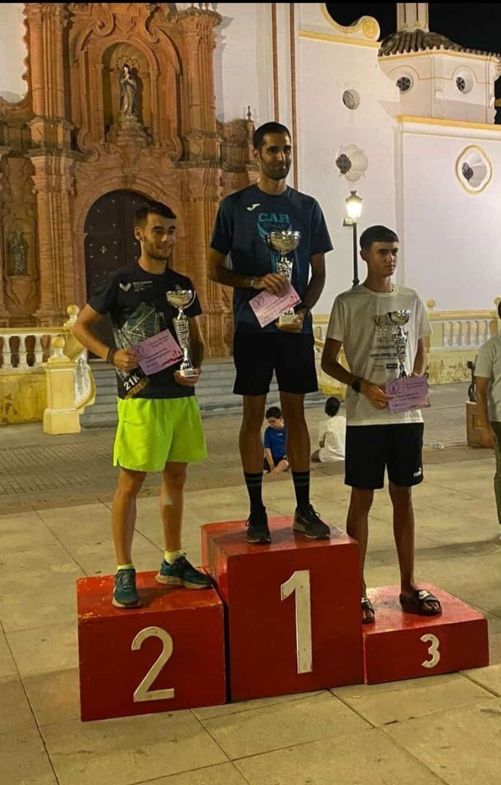 Podio de la categoría masculina en esta prueba atlética de La Palma.