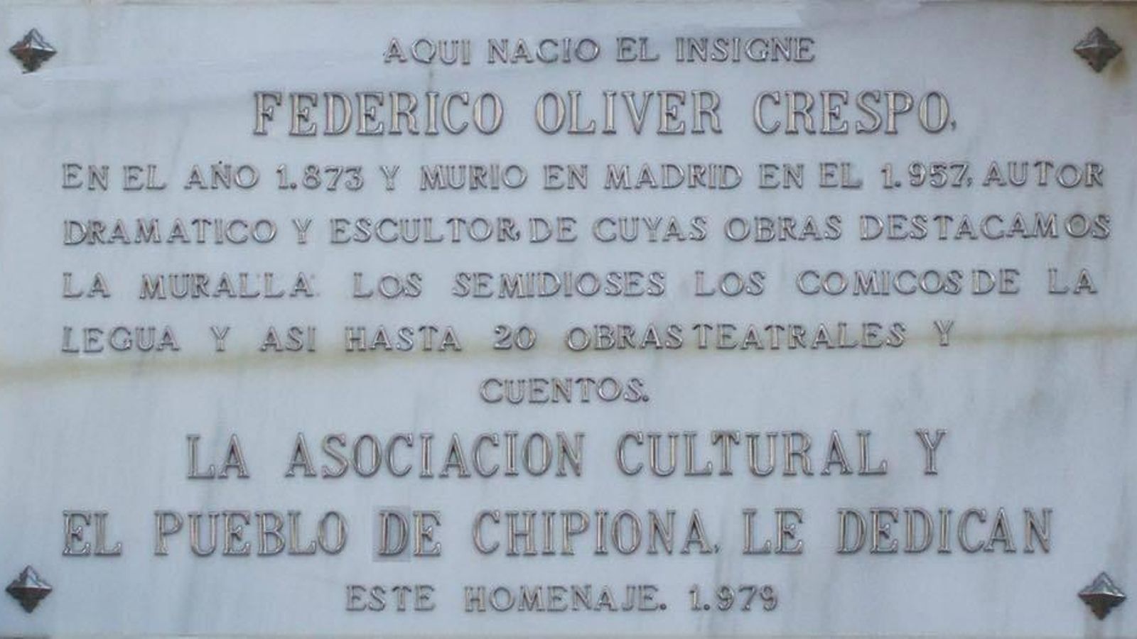 Placa conmemorativa. Placa conmemorativa.