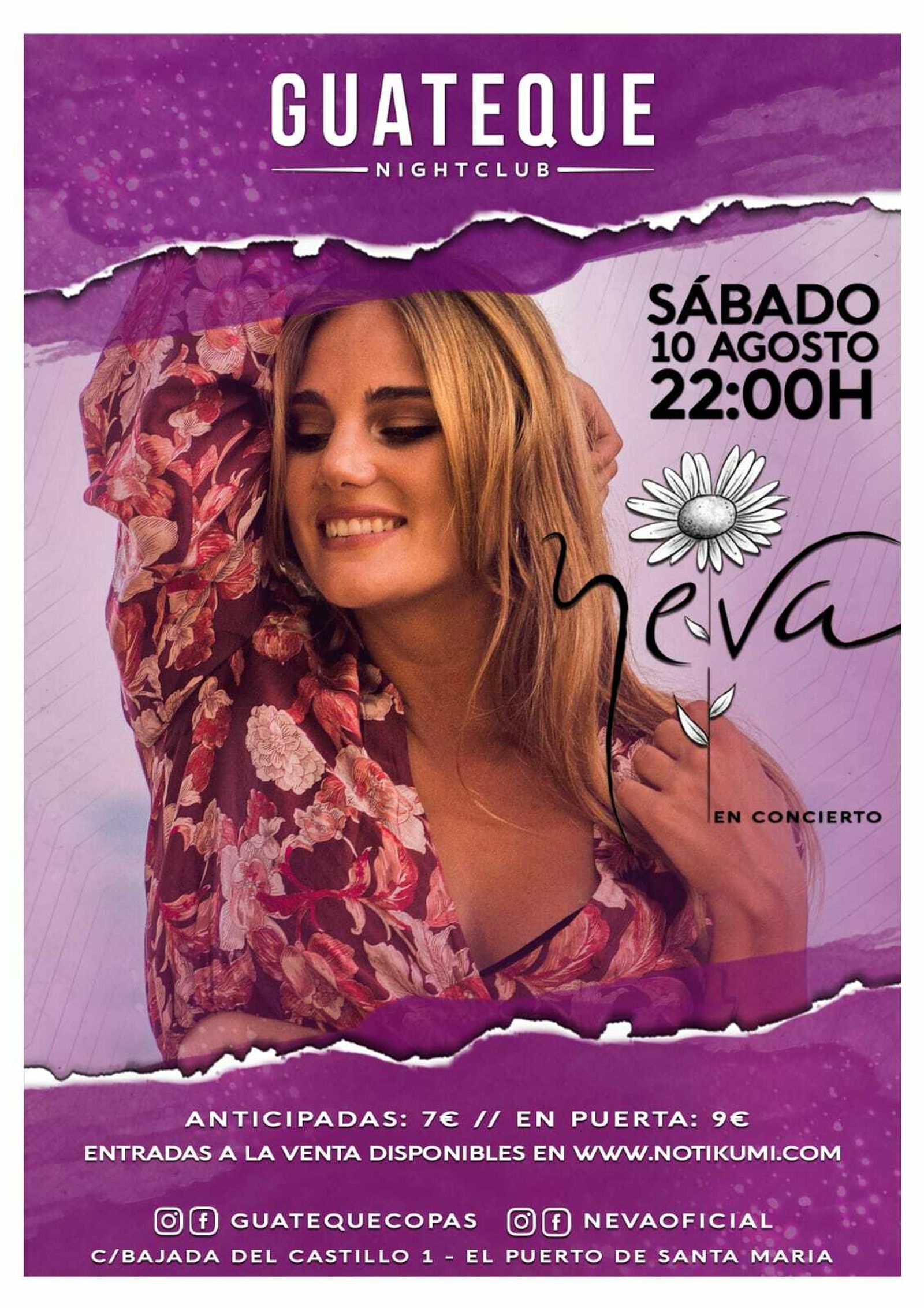 Cartel anunciador del concierto de Neva en la sala Guateque.