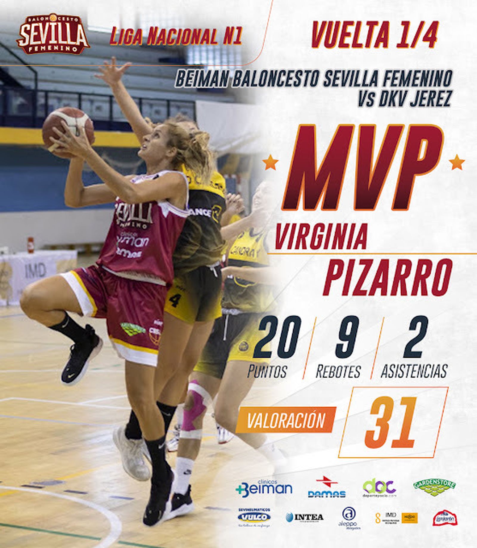 La #MVPBeiman del partido de vuelta de cuartos, Virginia Pizarro.