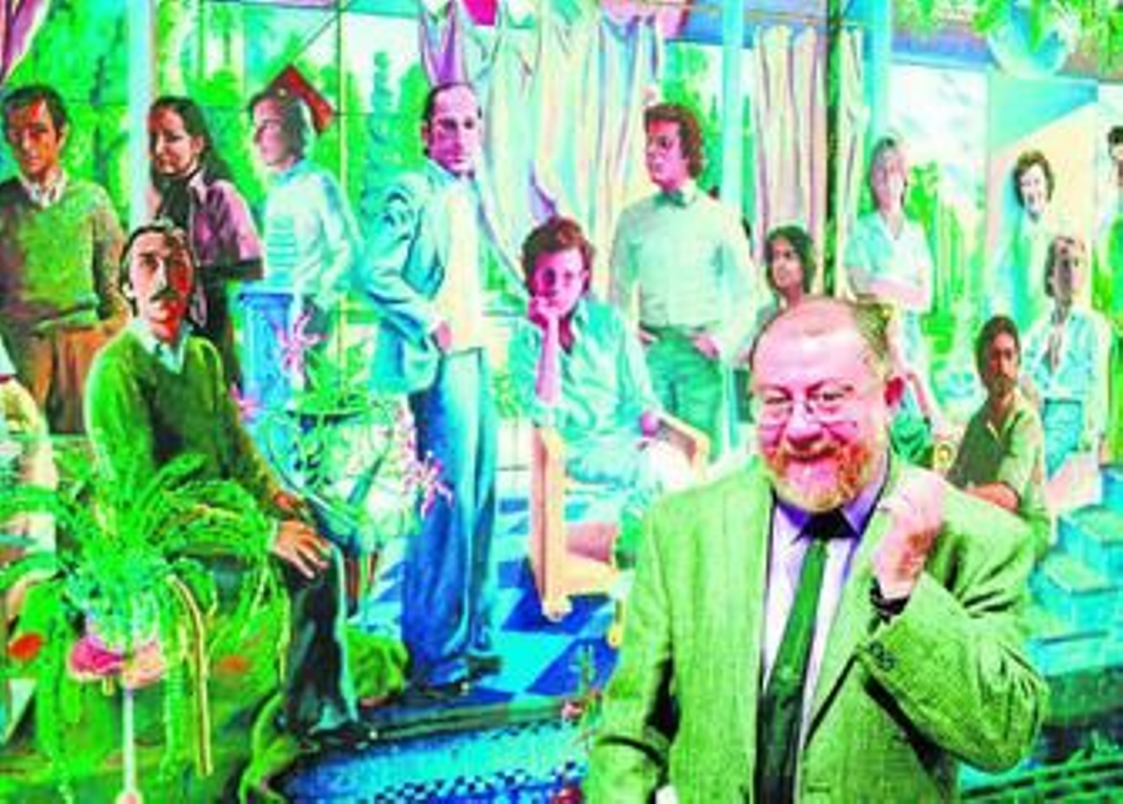 Pérez Villalta, ante su 'Grupo de personas en un atrio o alegoría del arte y de la vida o del presente y del futuro'.