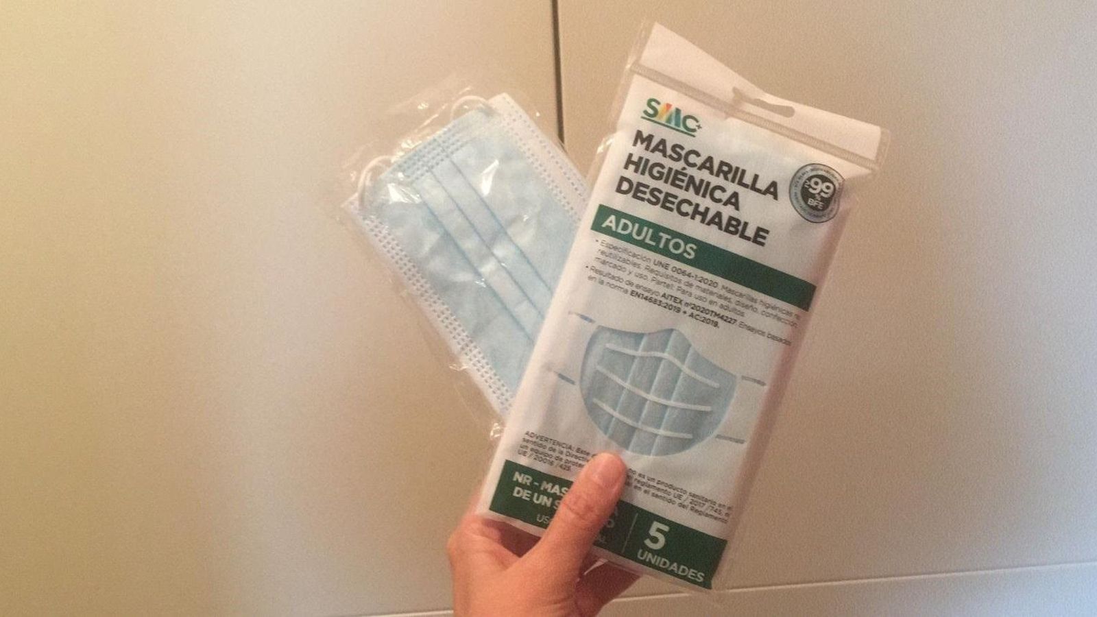 Mascarillas no reutilizables.