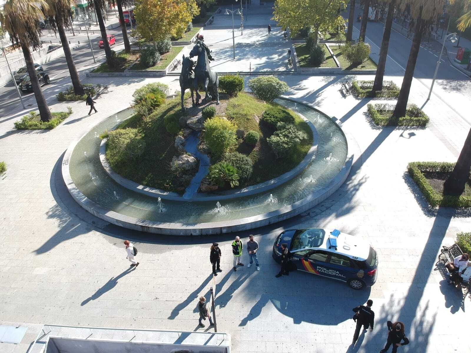 Vista de la plaza del Caballo desde un dron de la Policía.