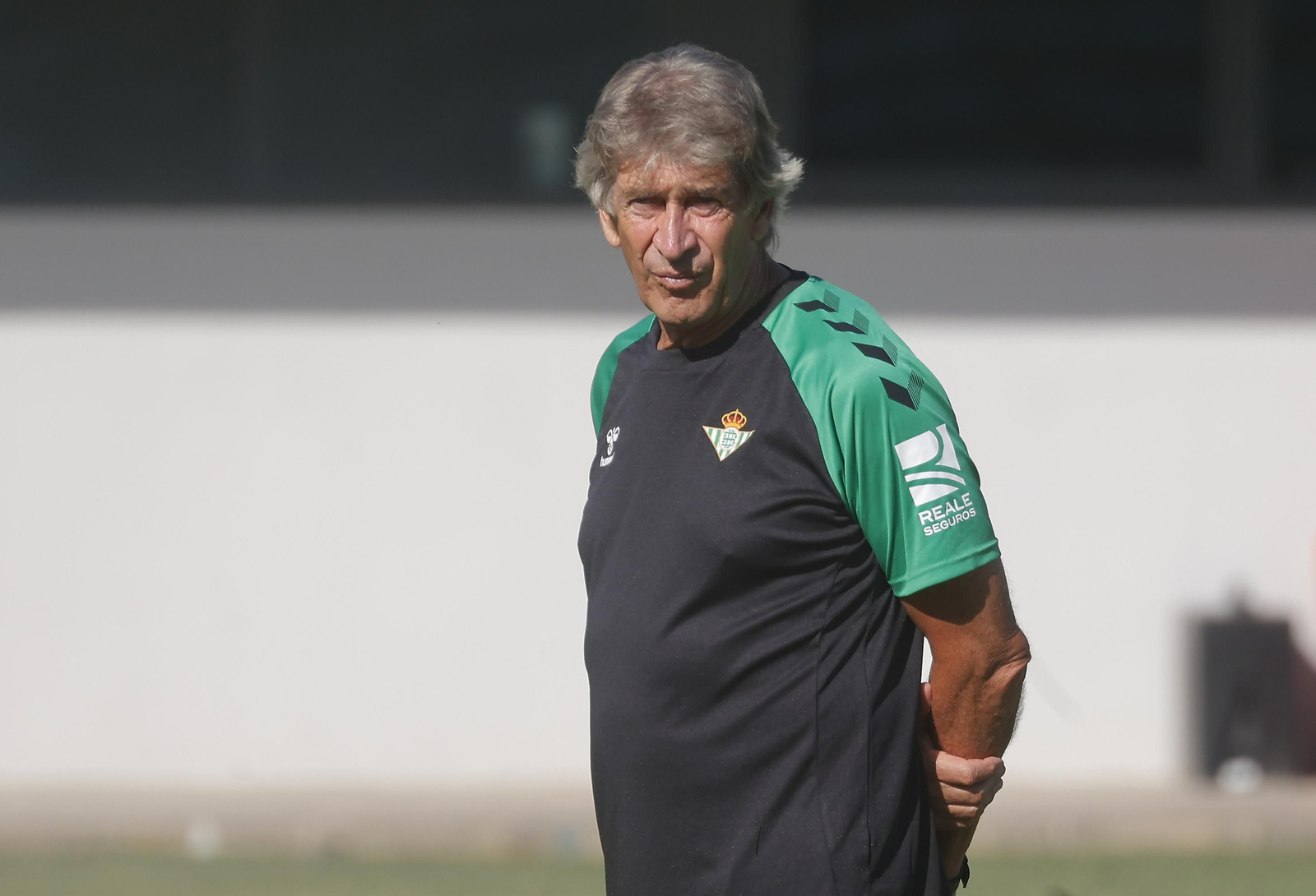Pellegrini, en el entrenamiento matinal de este sábado.