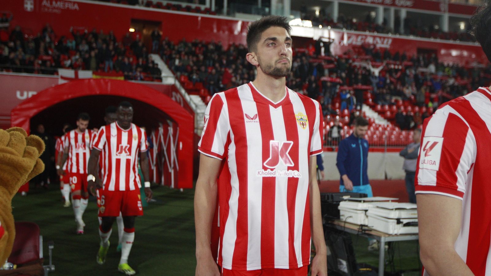 Édgar, segundos antes de entrar al terreno de juego en el duelo contra el Athletic Club.