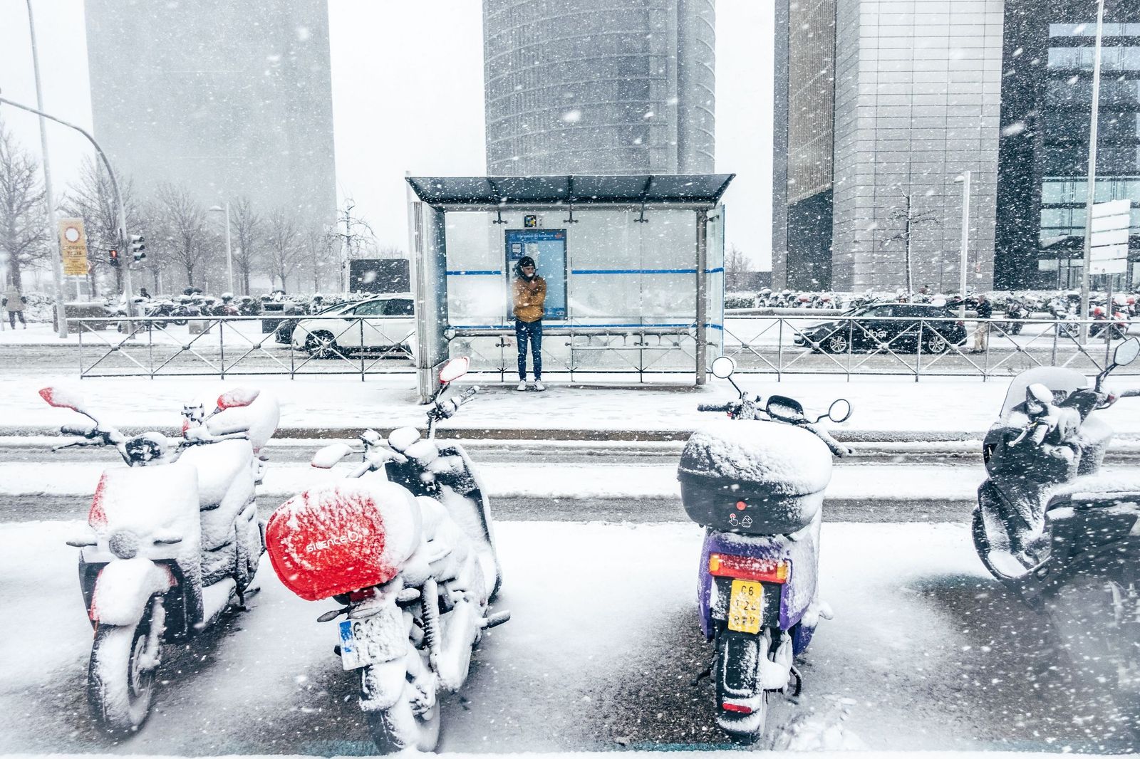 Imágenes de la nevada que ha dejado la borrasca Kristin en Madrid capital