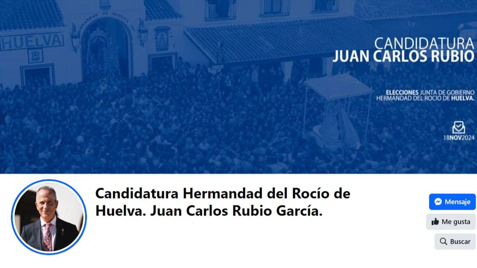 Imagen Perfil de Facebook de la candidatura de Juan Carlos Rubio.